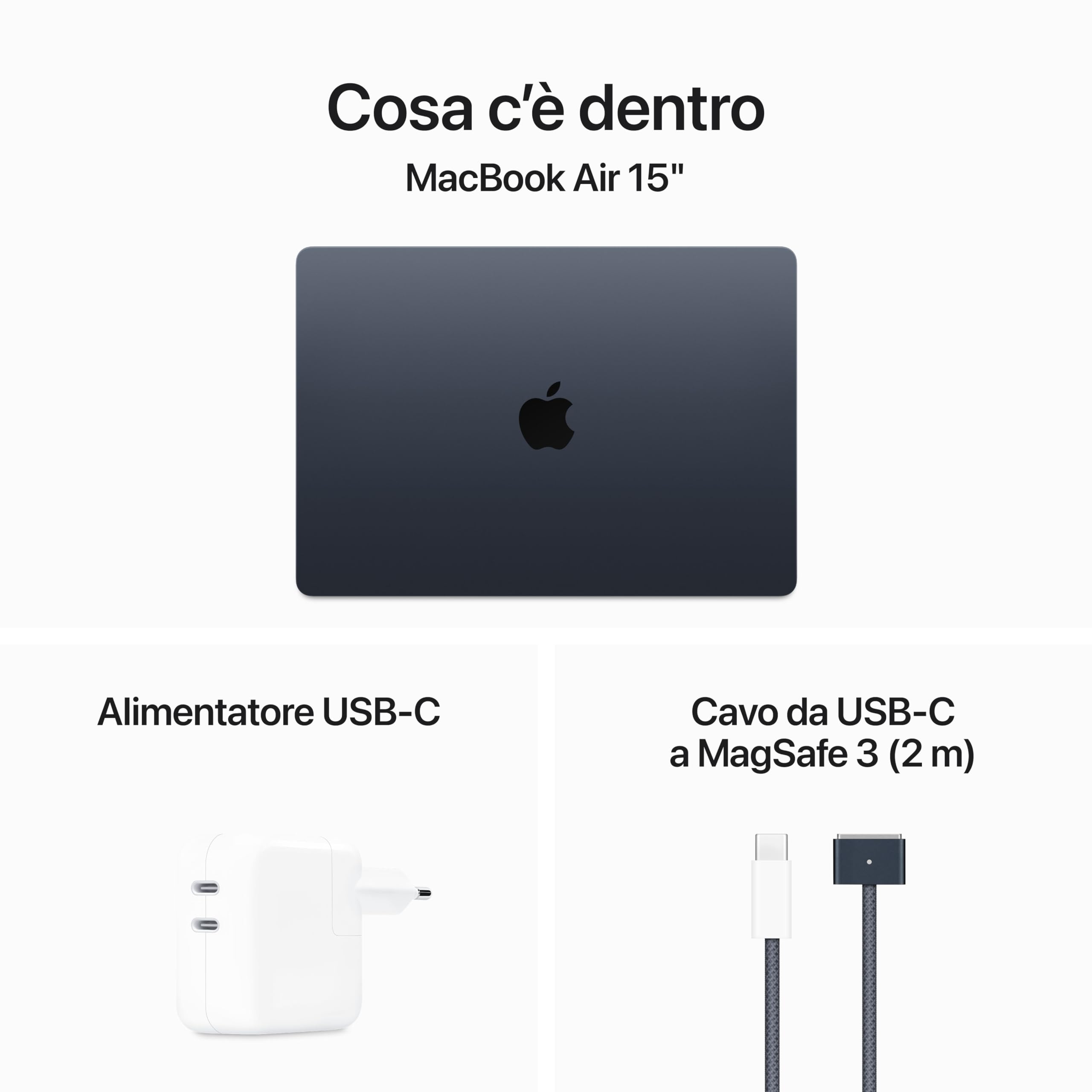Apple MacBook Air 15,3" portatile M3 8GB 256GB mezzanotte