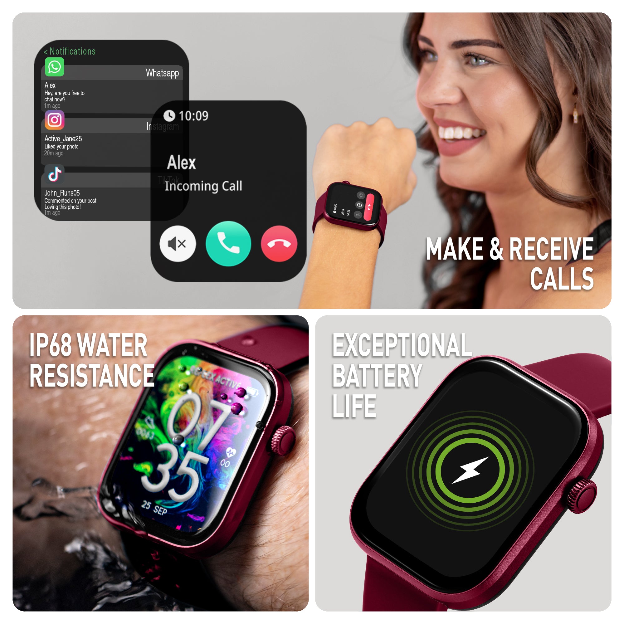 Reflex Active Spectra 300 S smartwatch AMOLED berry GPS