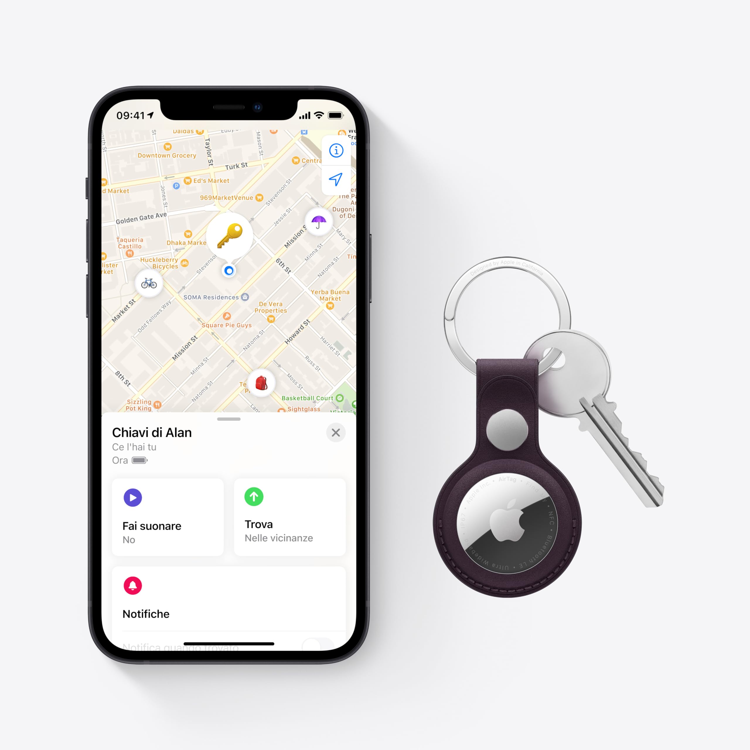 Apple AirTag localizzatore Bluetooth con Dov’è e batteria sostituibile