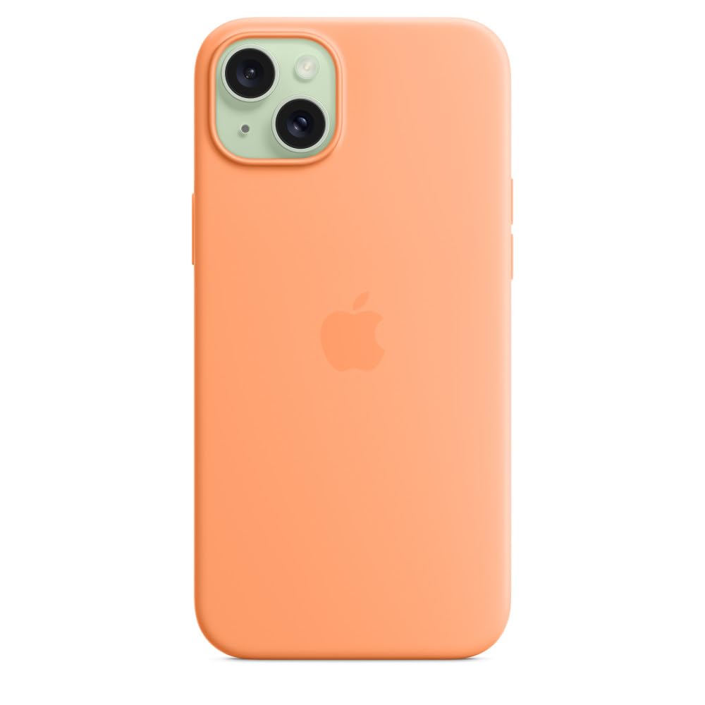 Apple Custodia MagSafe iPhone 15 Plus cover silicone aranciata