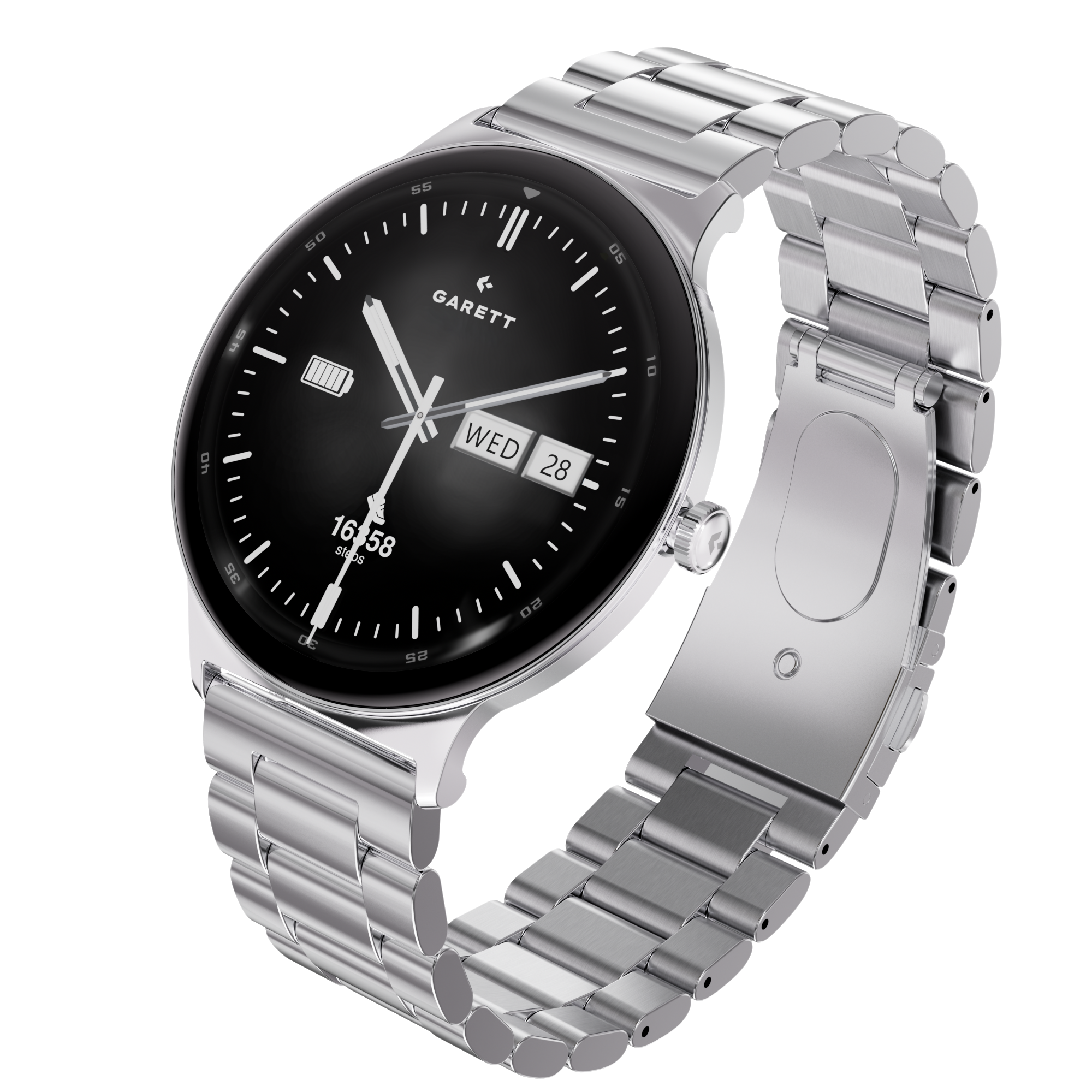 Garett Quantum smartwatch acciaio argento AMOLED