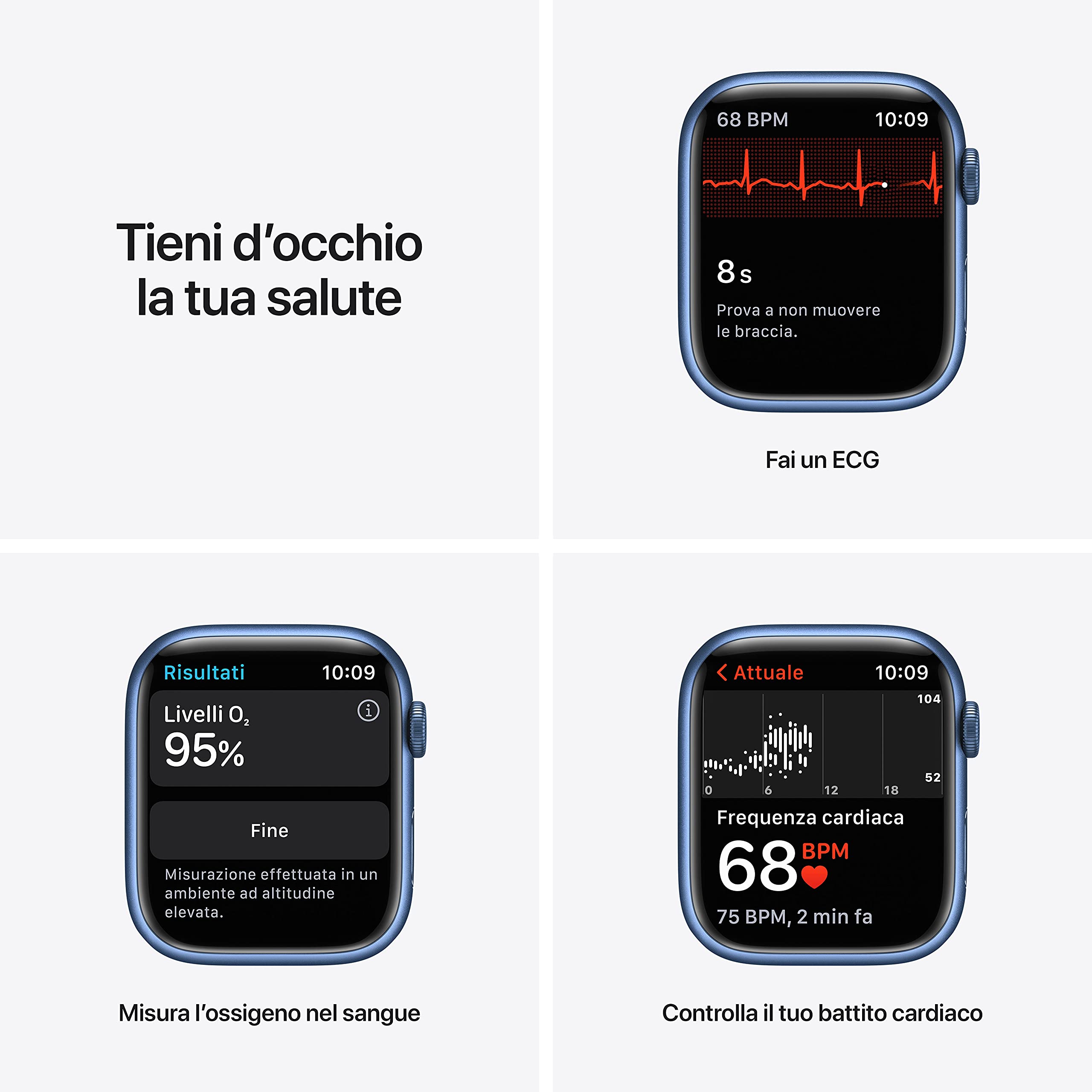 Apple Watch Series 7 smartwatch 45mm GPS+Cellular blu alluminio