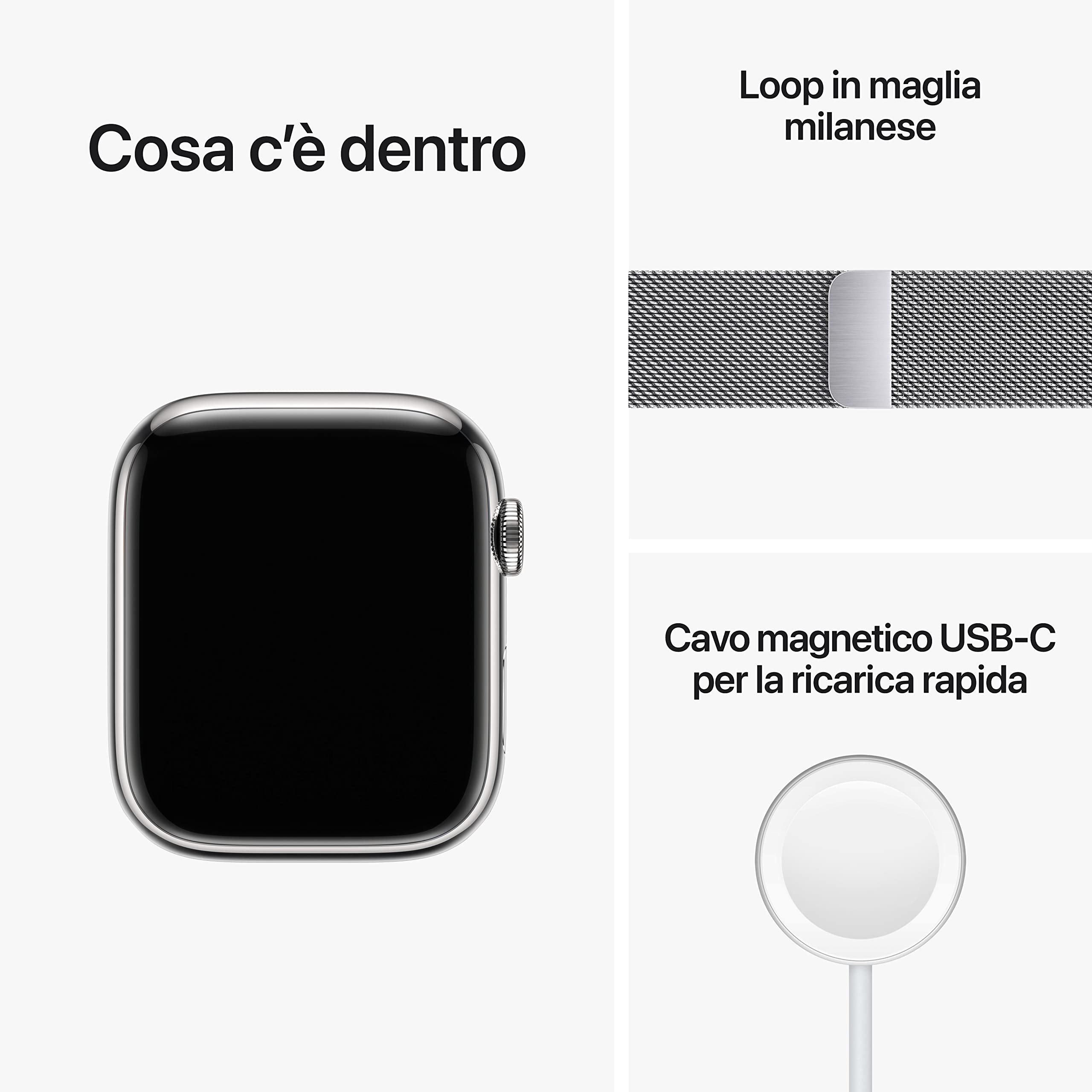 Apple Watch Series 8 45mm GPS Cellular smartwatch argento maglia