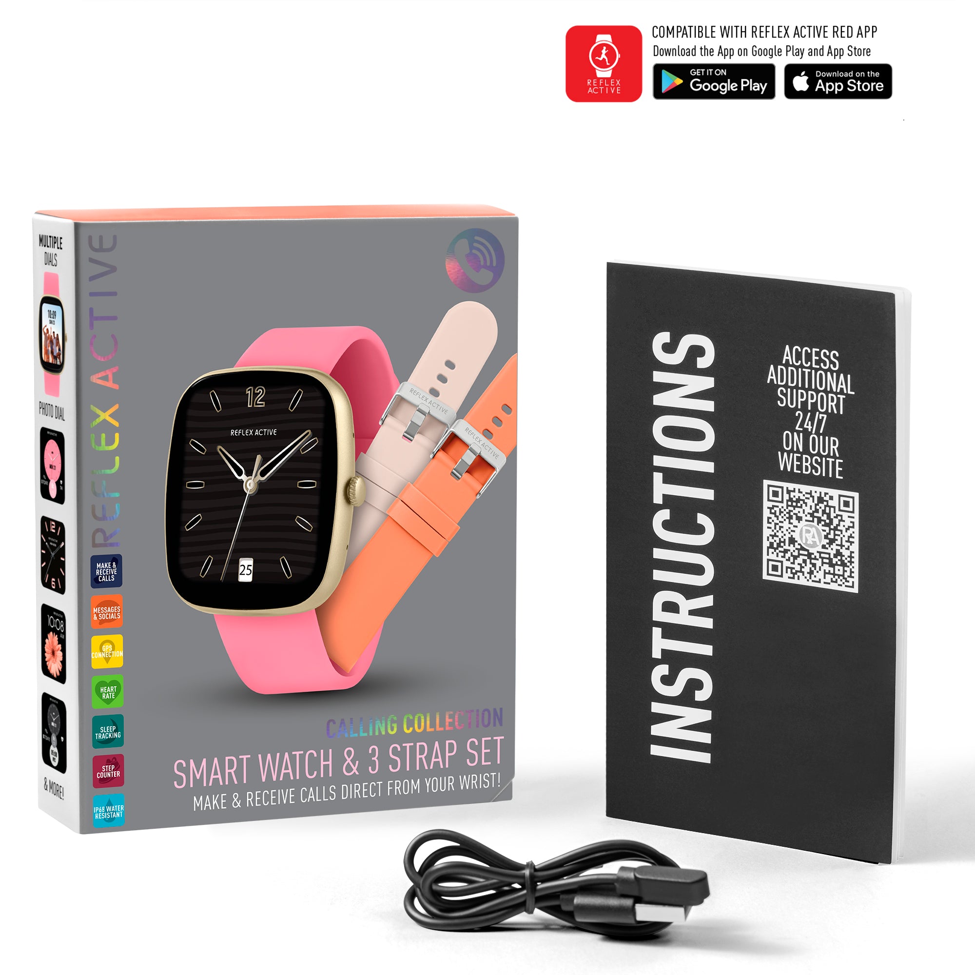 Reflex Active Nexus 100 C smartwatch rosa set 3 cinturini chiamate