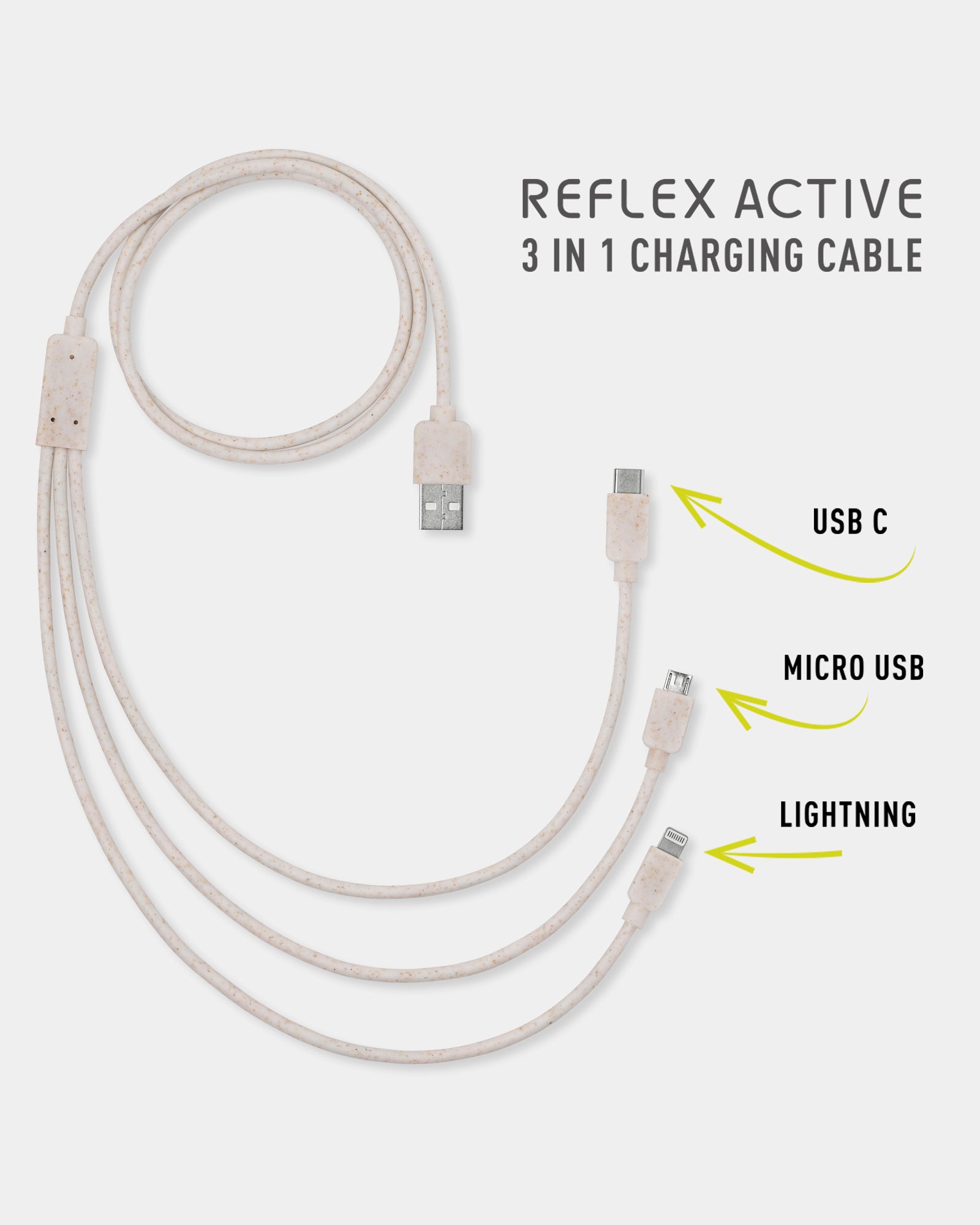 Reflex Active 3 in 1 Cavo Ricarica 1 m Wheatgrass