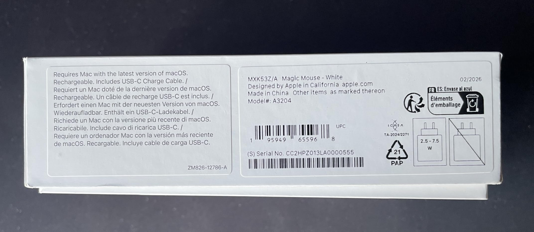 Apple Magic Mouse Bianco mouse Bluetooth ricaricabile USB-C