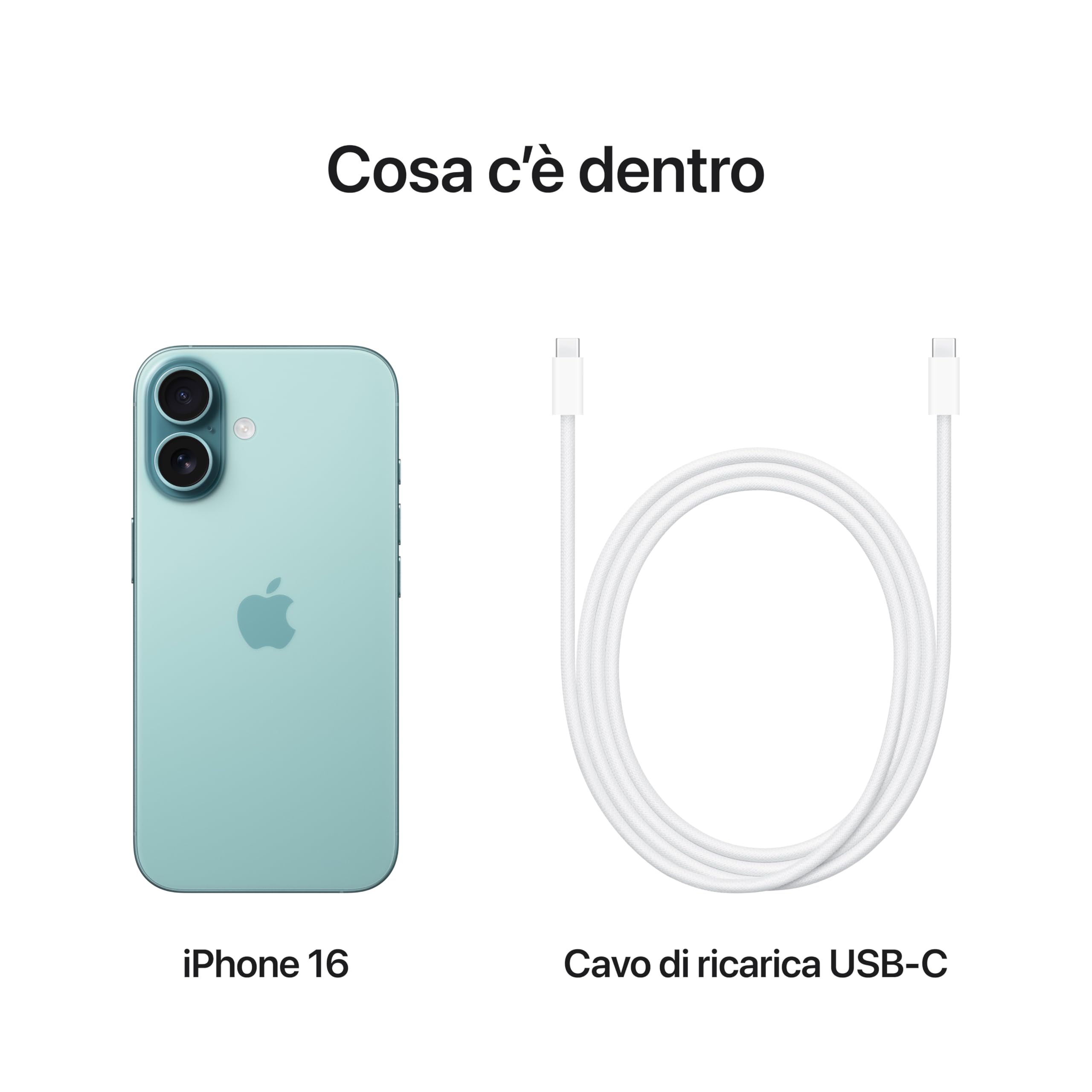 Apple iPhone 16 Smartphone 128GB Azzurro Custodia Nera