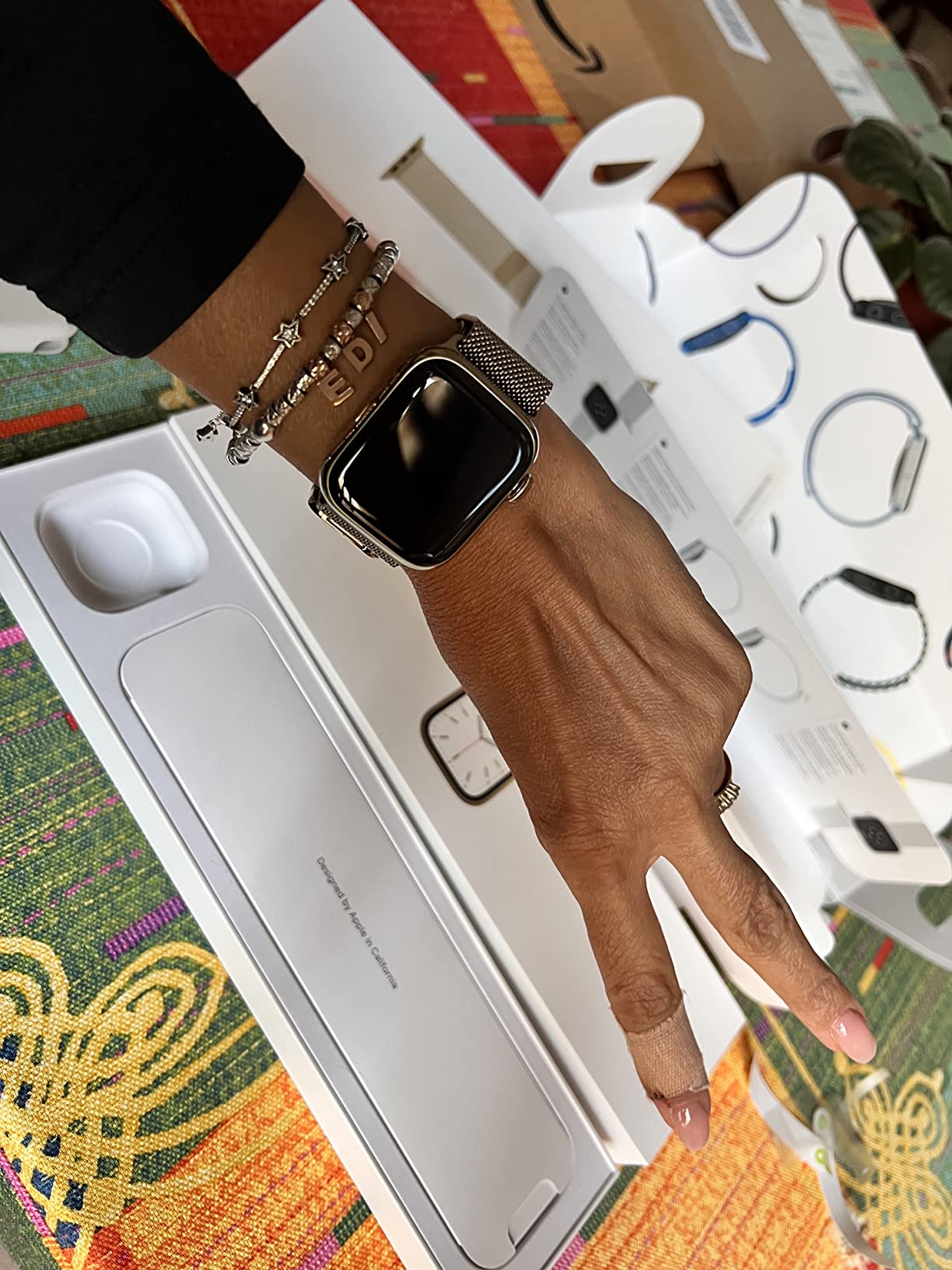 Apple Series 7 GPS Cellular 41mm smartwatch acciaio oro maglia milanese