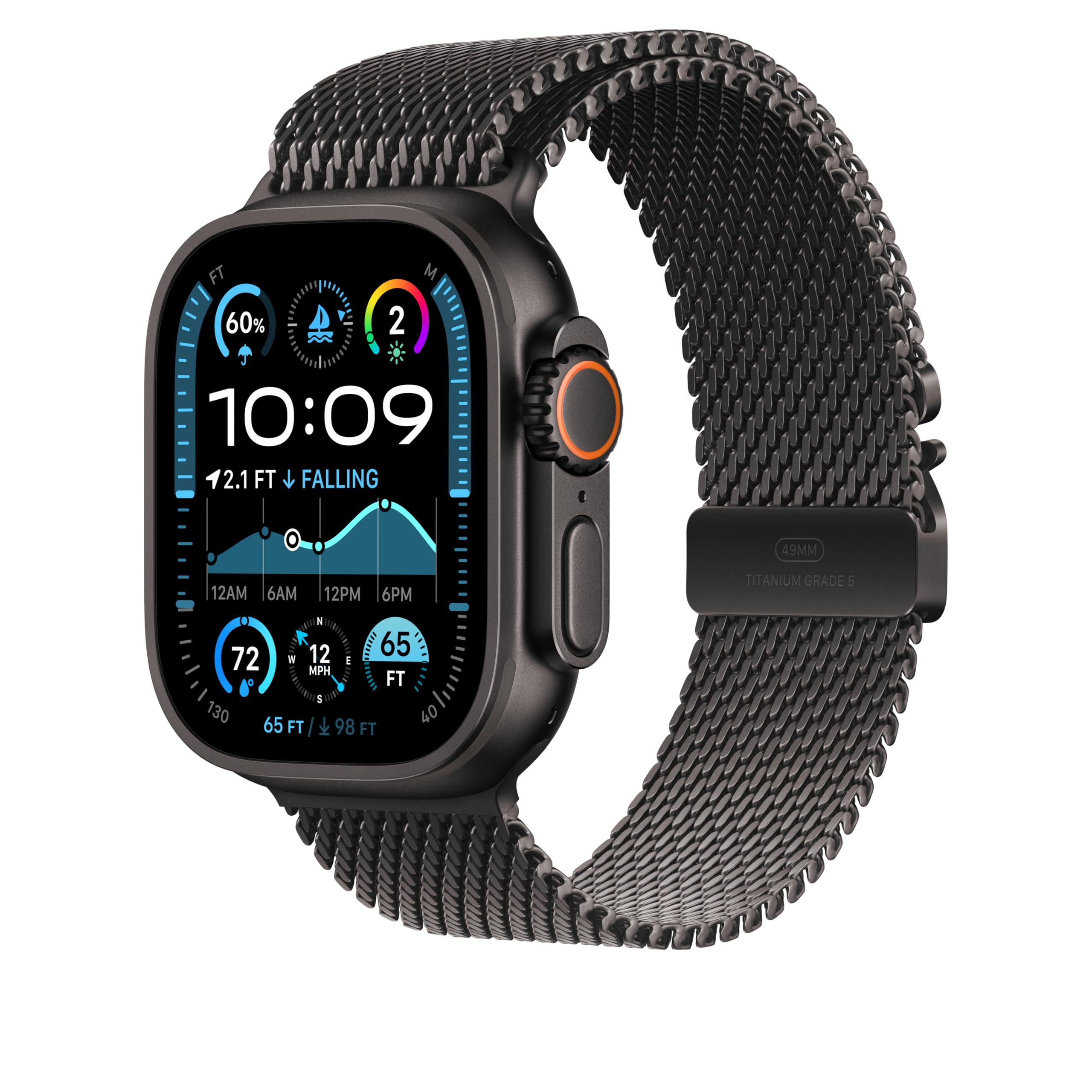 Apple Watch Loop Maglia Milanese 49mm Cinturino titanio Nero Small