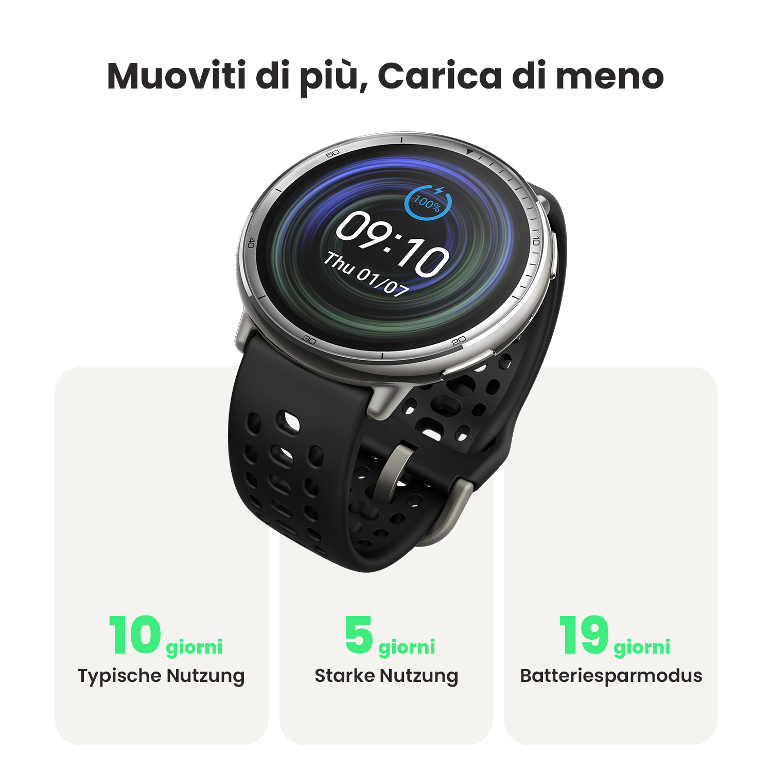 Amazfit Active 2 Premium smartwatch pelle nera NFC