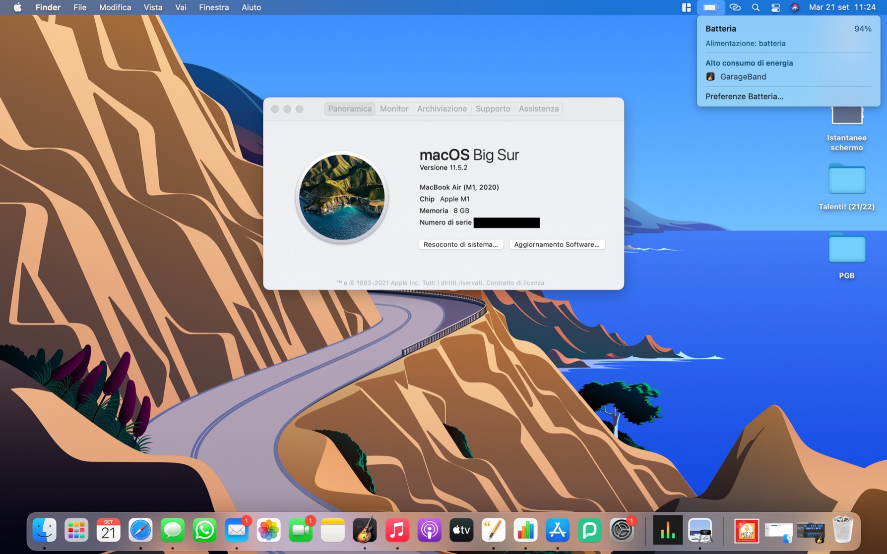 Apple MacBook Air 2020 M1 Notebook 13" 8GB 512GB Grigio siderale