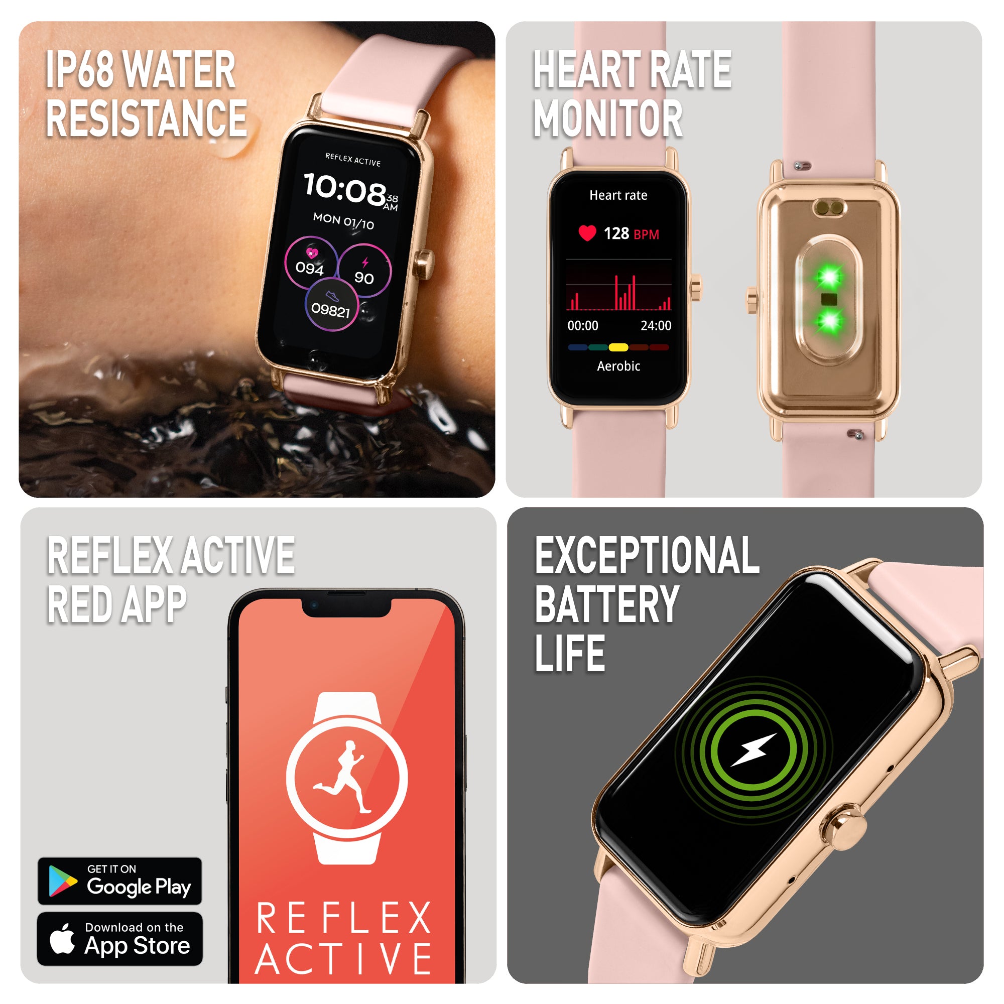 Reflex Active Nexus RA-NX-100S-05 smartwatch chiamate cinturino rosa