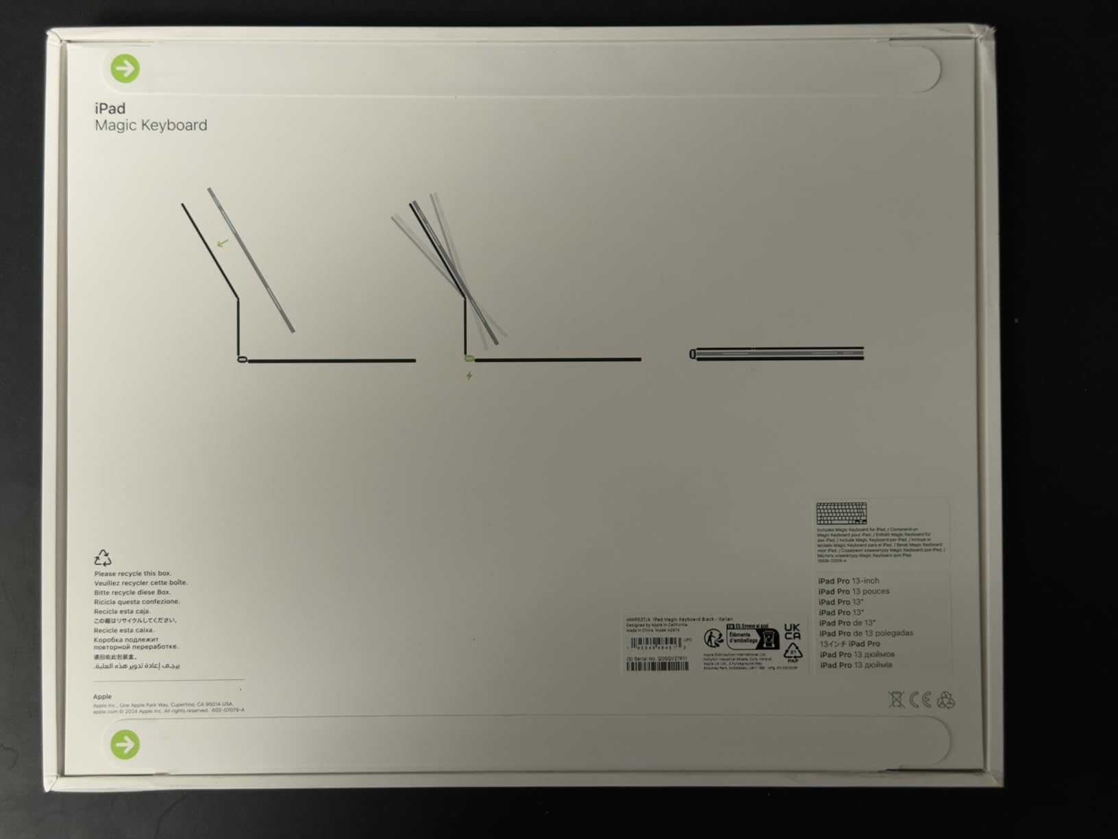 Apple Magic Keyboard iPad Pro 13 M4 tastiera italiano bianco trackpad