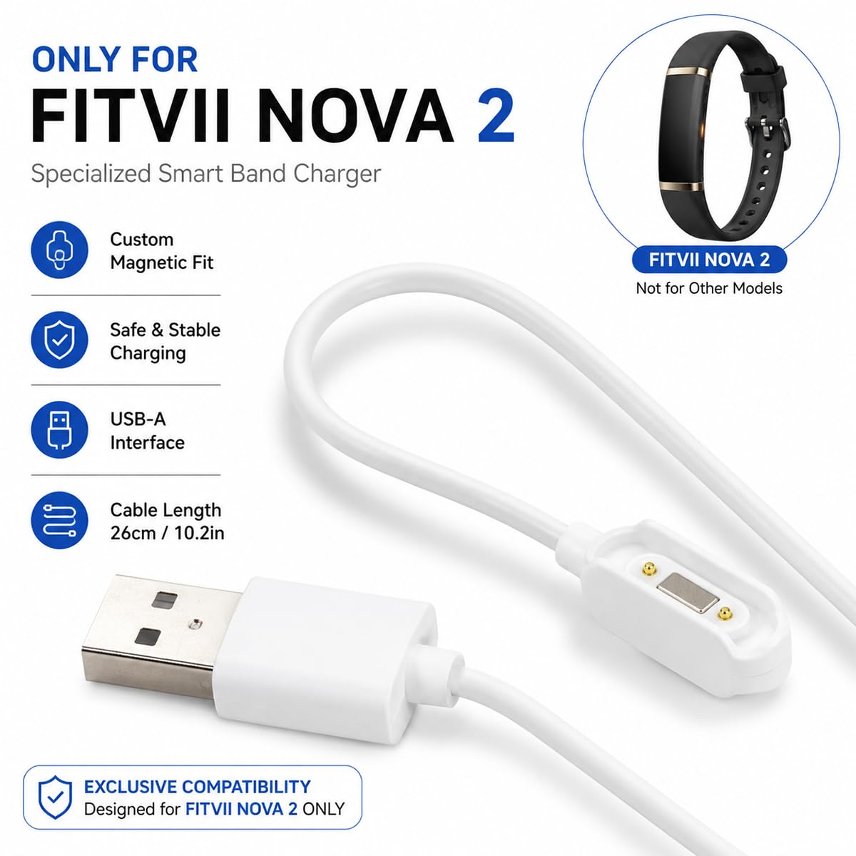 Fitvii Nova 2.0 cavo ricarica fitness tracker senza schermo
