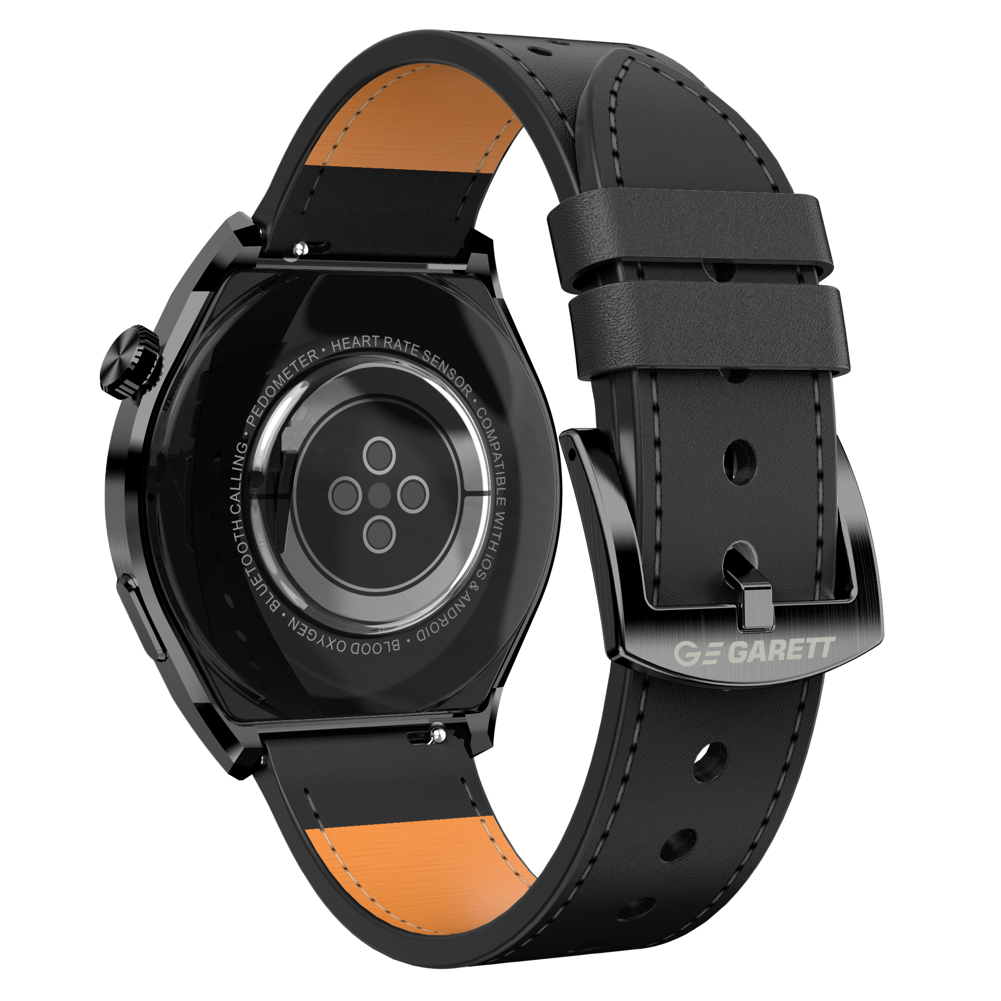 Garett V12 smartwatch nero pelle cinturino AMOLED