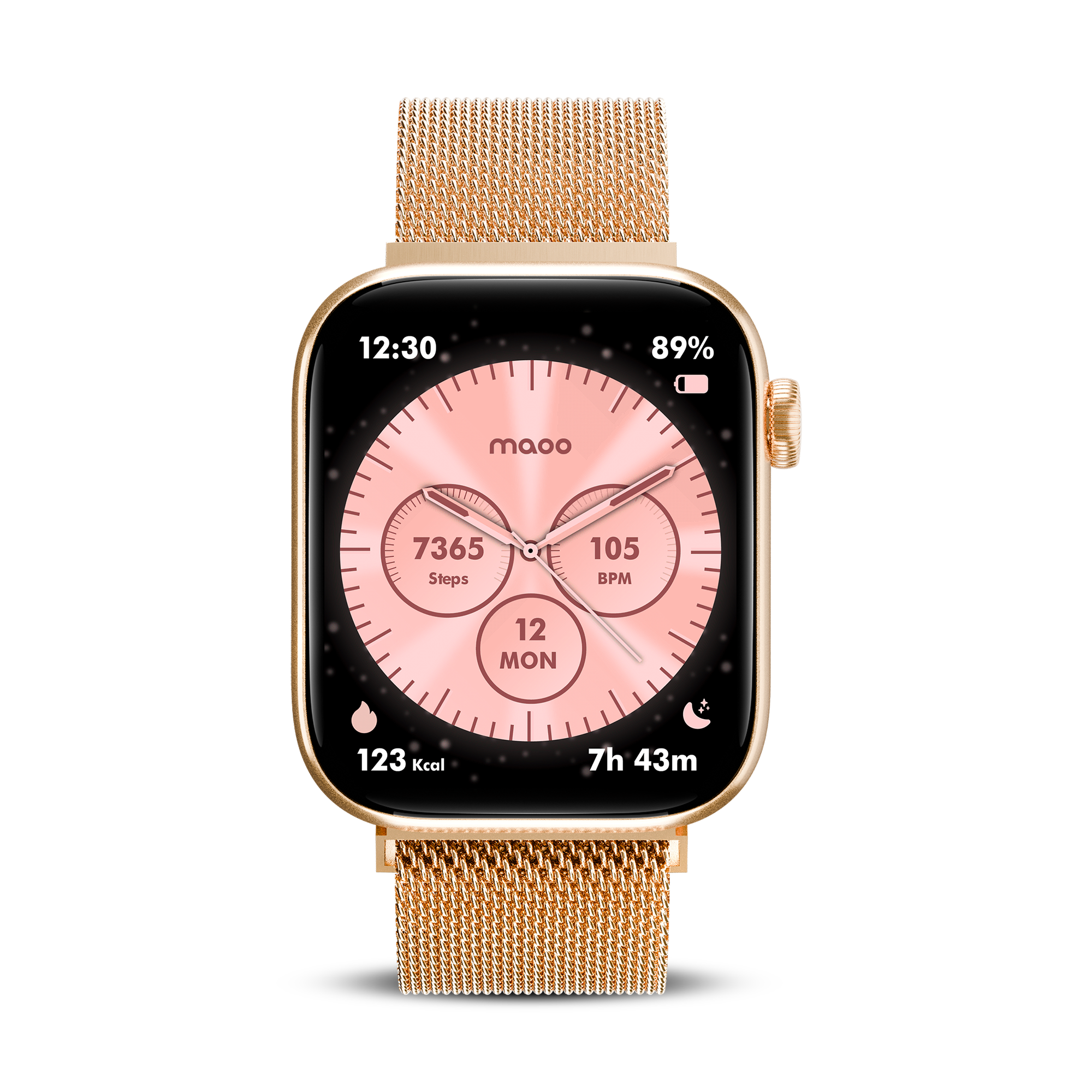 Maoo ProWatch smartwatch rosa oro AMOLED 1,85" battito