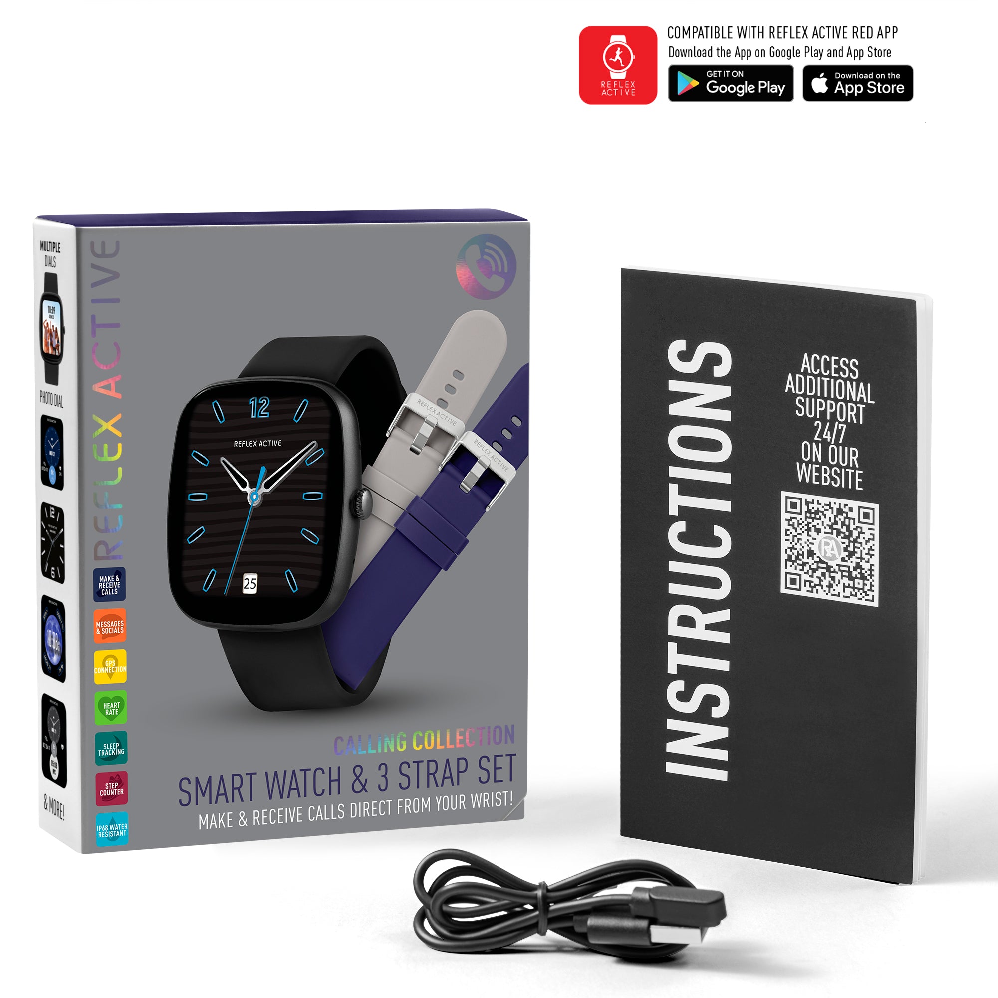 Reflex Active Nexus 100 C Smartwatch Nero Set 3 Cinturini IP68