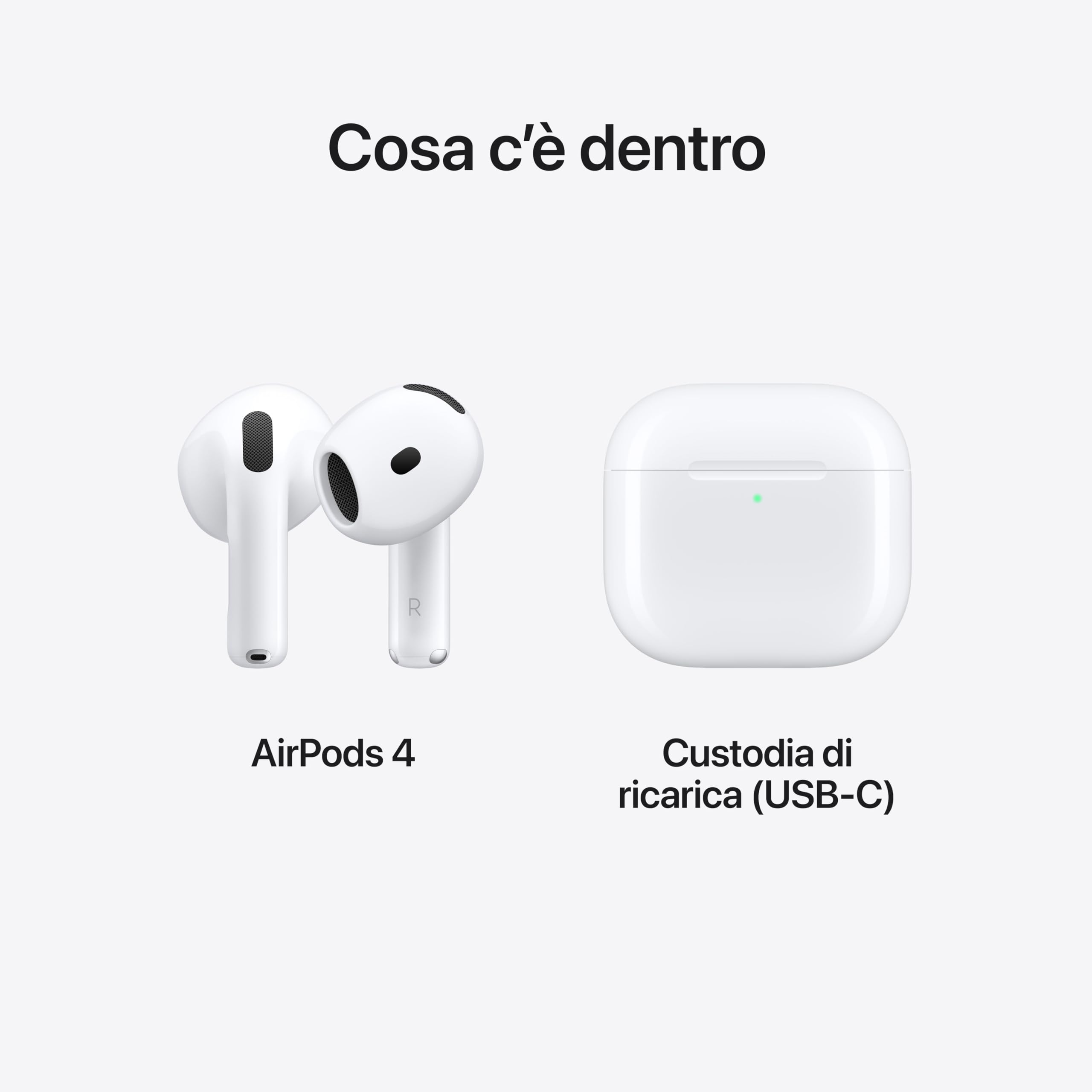 Apple AirPods 4 auricolari wireless senza cancellazione rumore USB-C