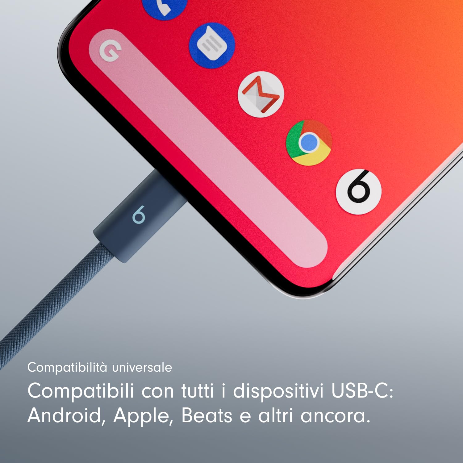 Beats Cavo USB-C a USB-C 240W 3 m Blu burrasca intrecciato