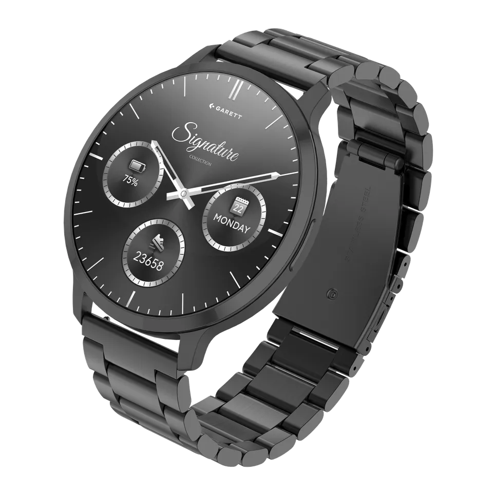 Garett Edge smartwatch nero acciaio con AMOLED