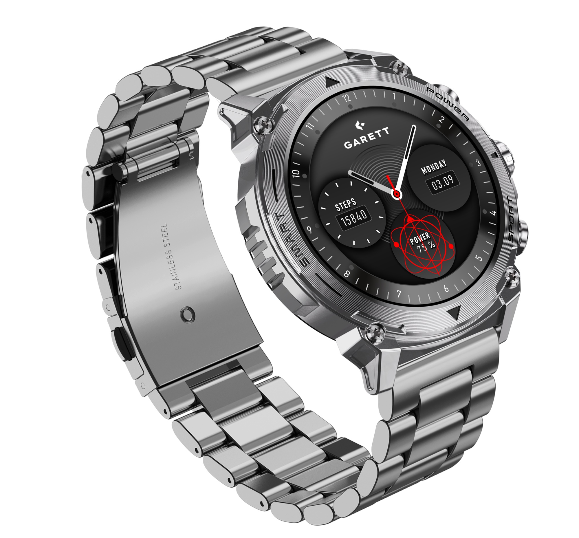Garett Atom smartwatch AMOLED argento acciaio