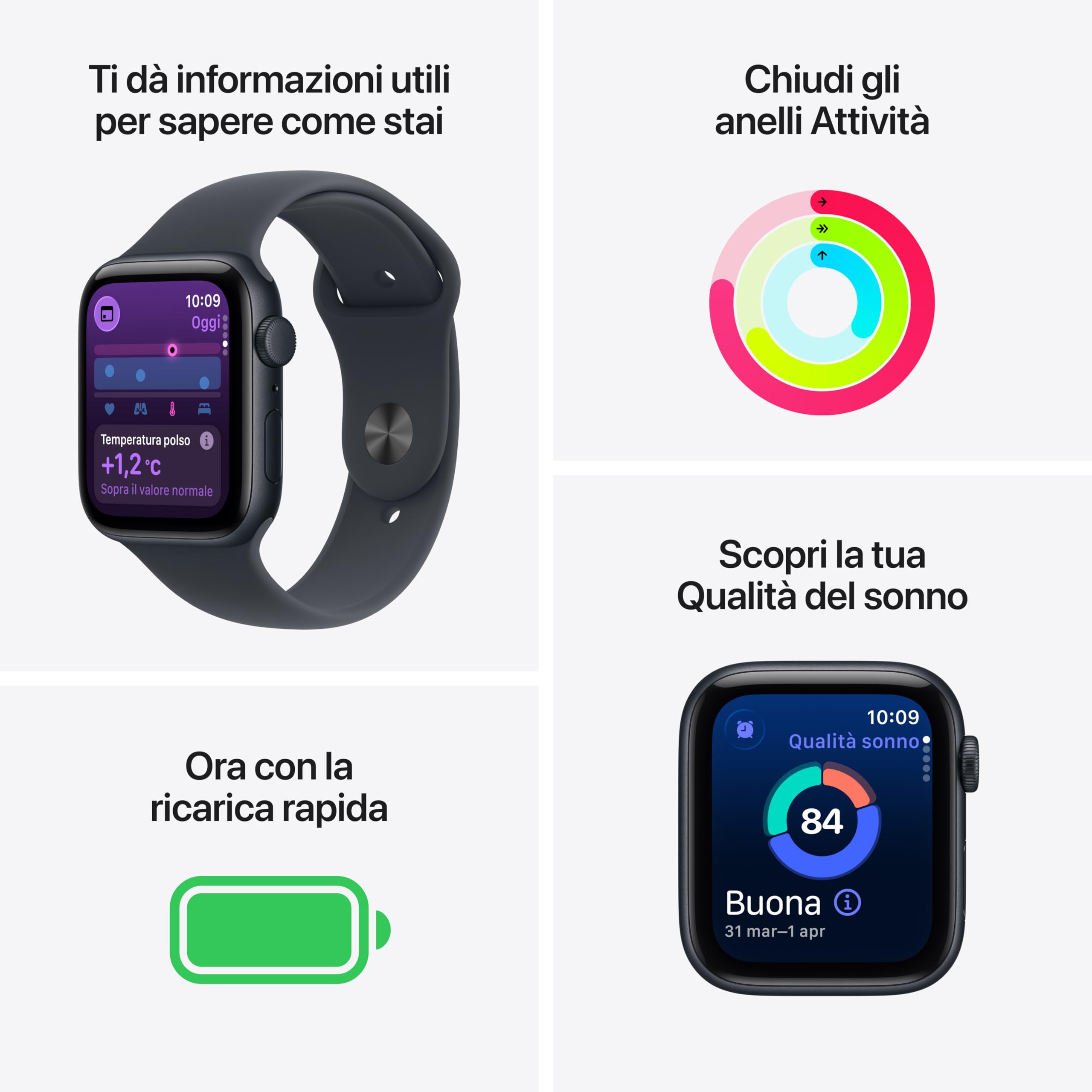 Apple Watch SE 3 44mm smartwatch GPS mezzanotte M/L