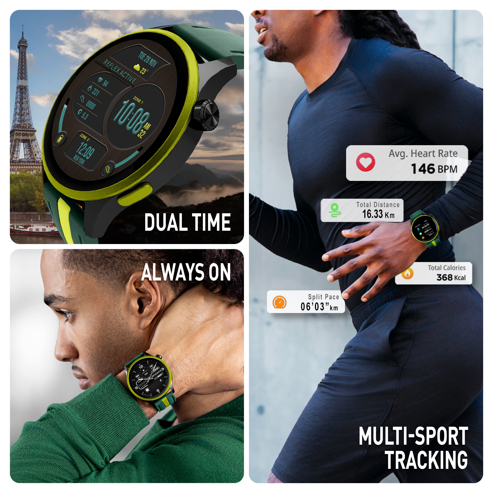 Reflex Active Venture 400 R smartwatch GPS verde giallo AMOLED