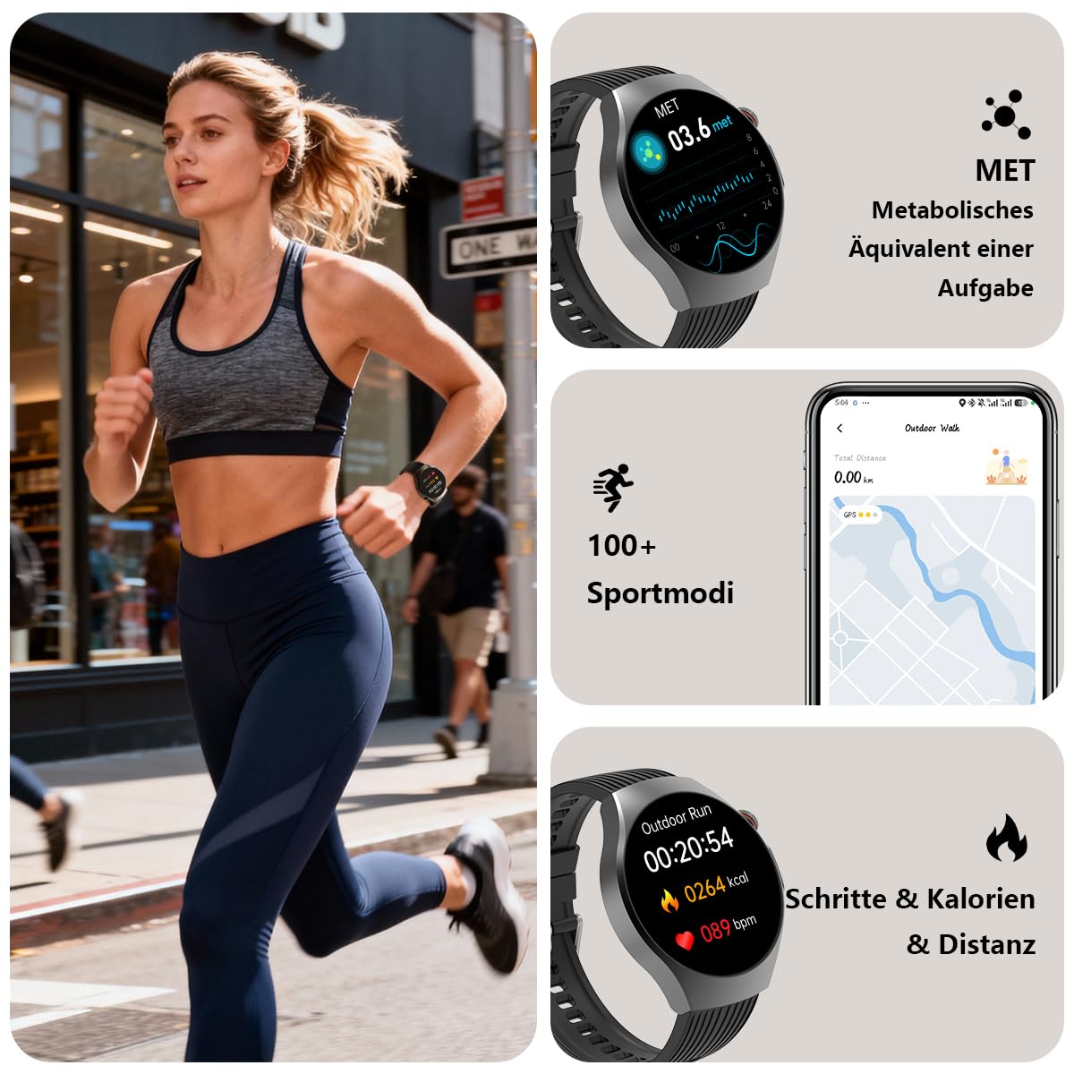 Fitvii ECG AMOLED 1,43 smartwatch fitness chiamate Bluetooth