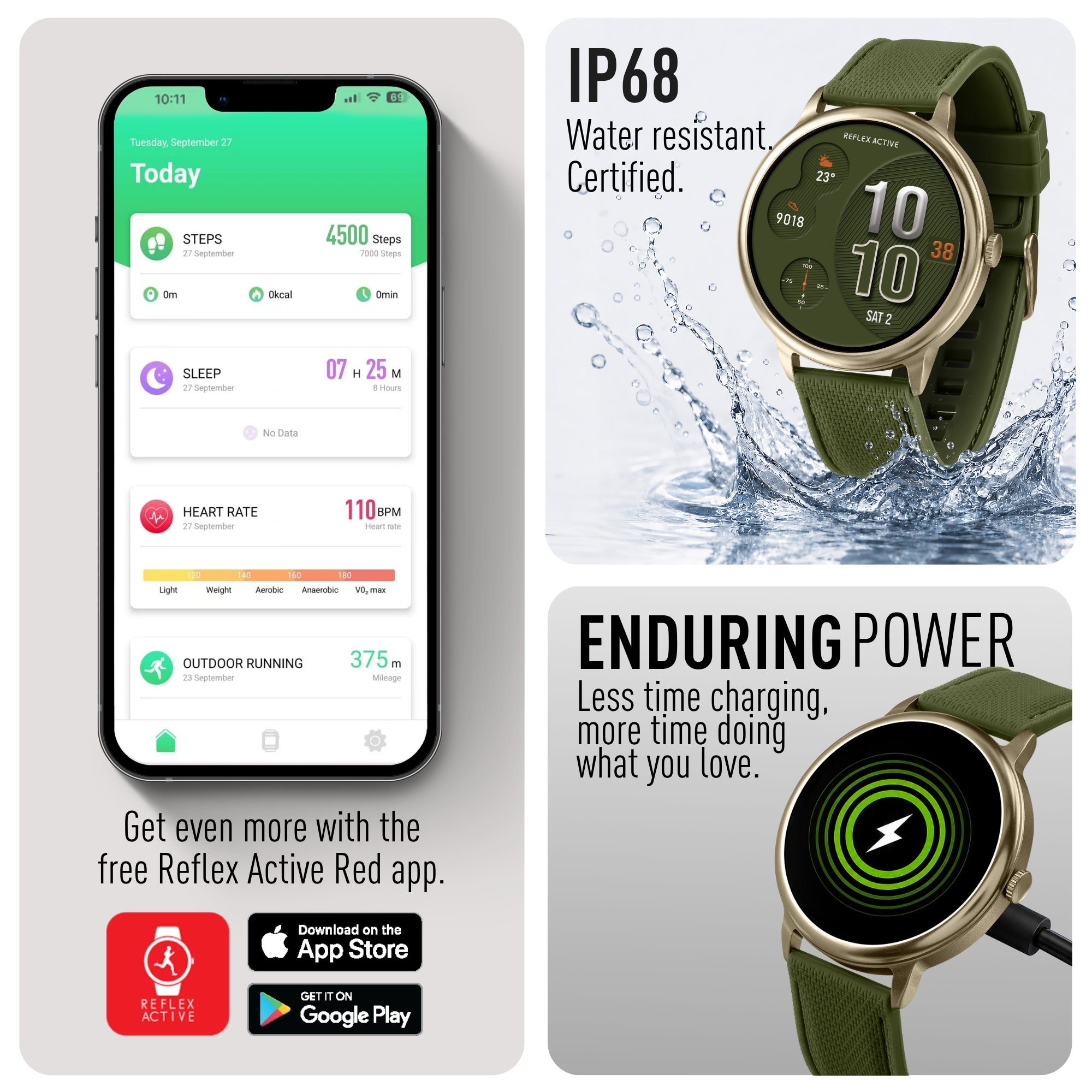 Reflex Active Spectra smartwatch khaki amoled 1,43"