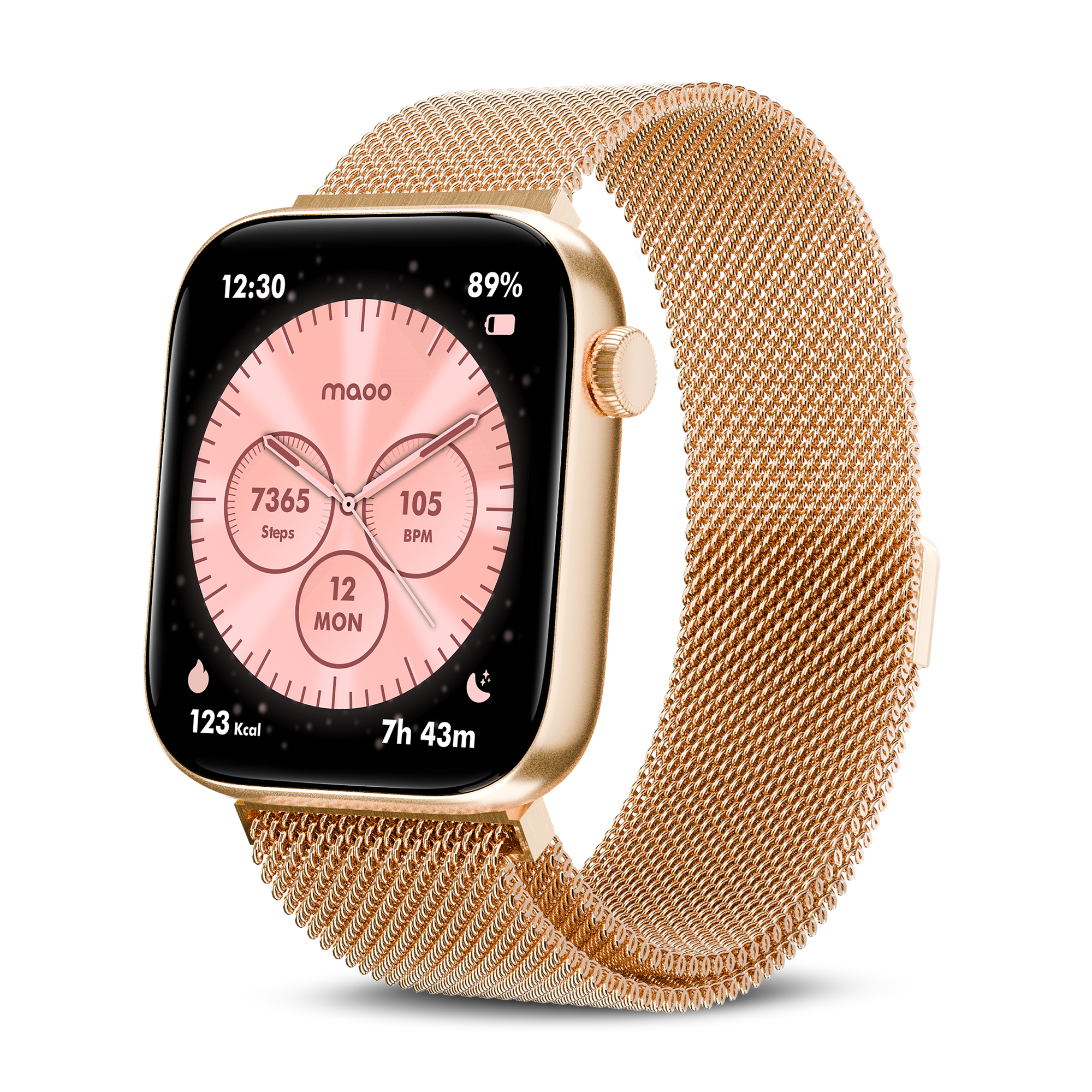 Maoo ProWatch smartwatch rosa oro AMOLED 1,85" battito