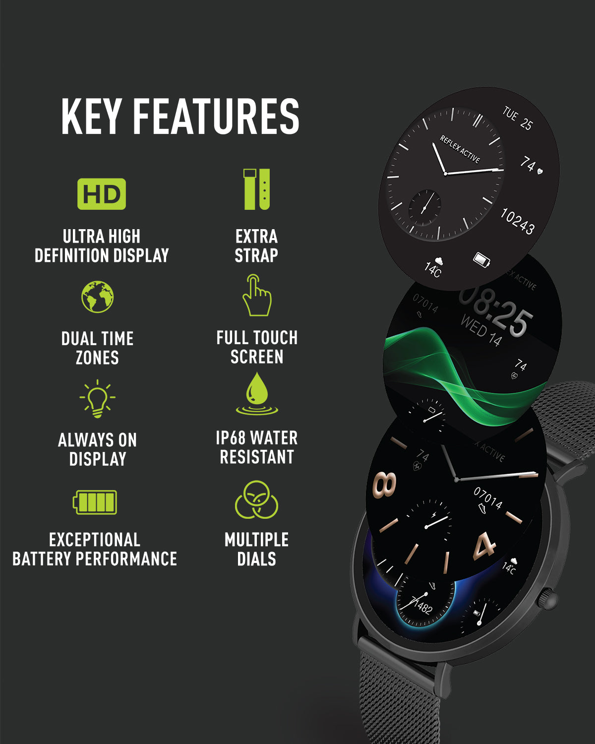 Reflex Active Spectra 300 R Slim smartwatch AMOLED set 2 cinturini