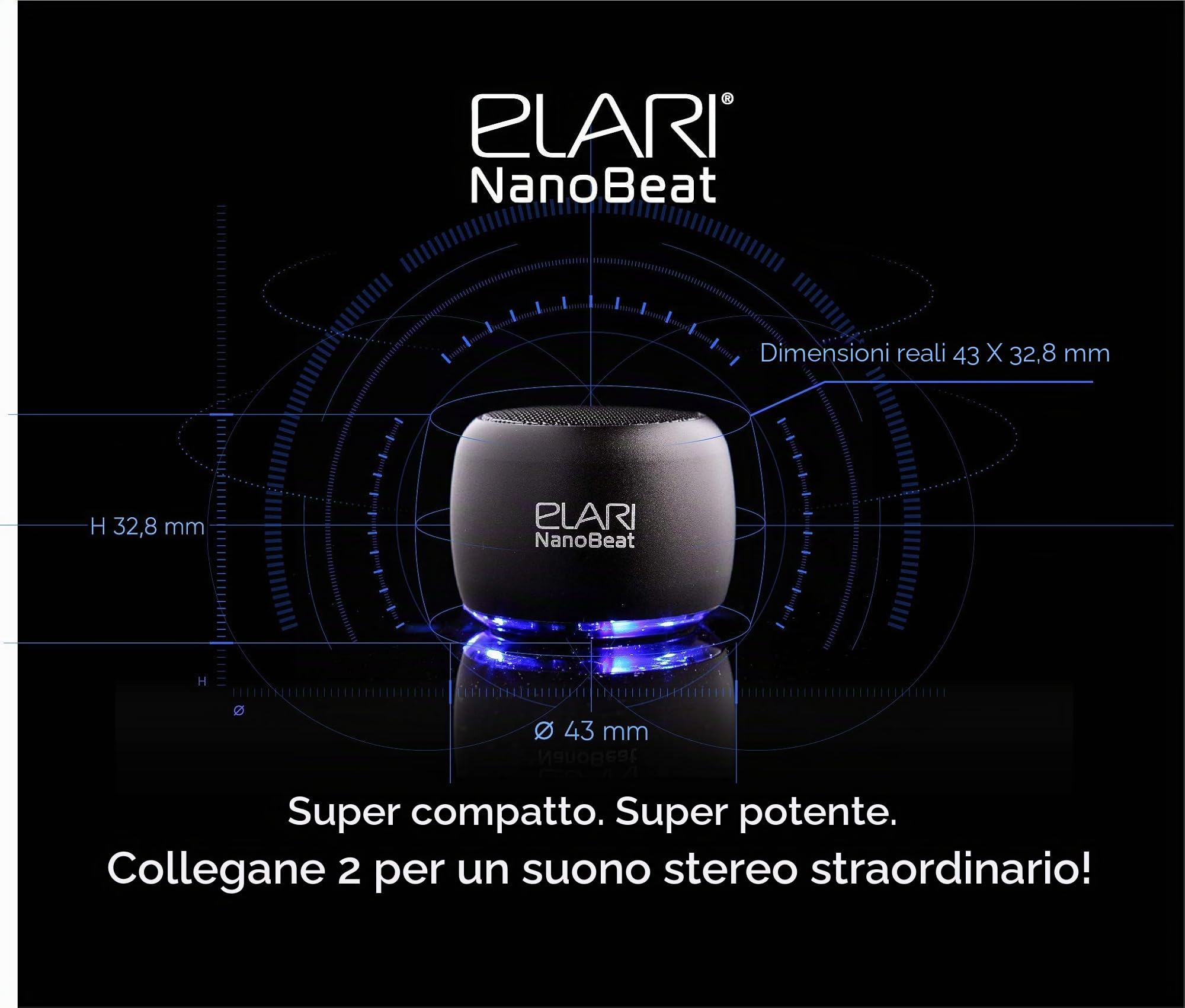 Elari NanoBeat altoparlante bluetooth nero con microfono stereo