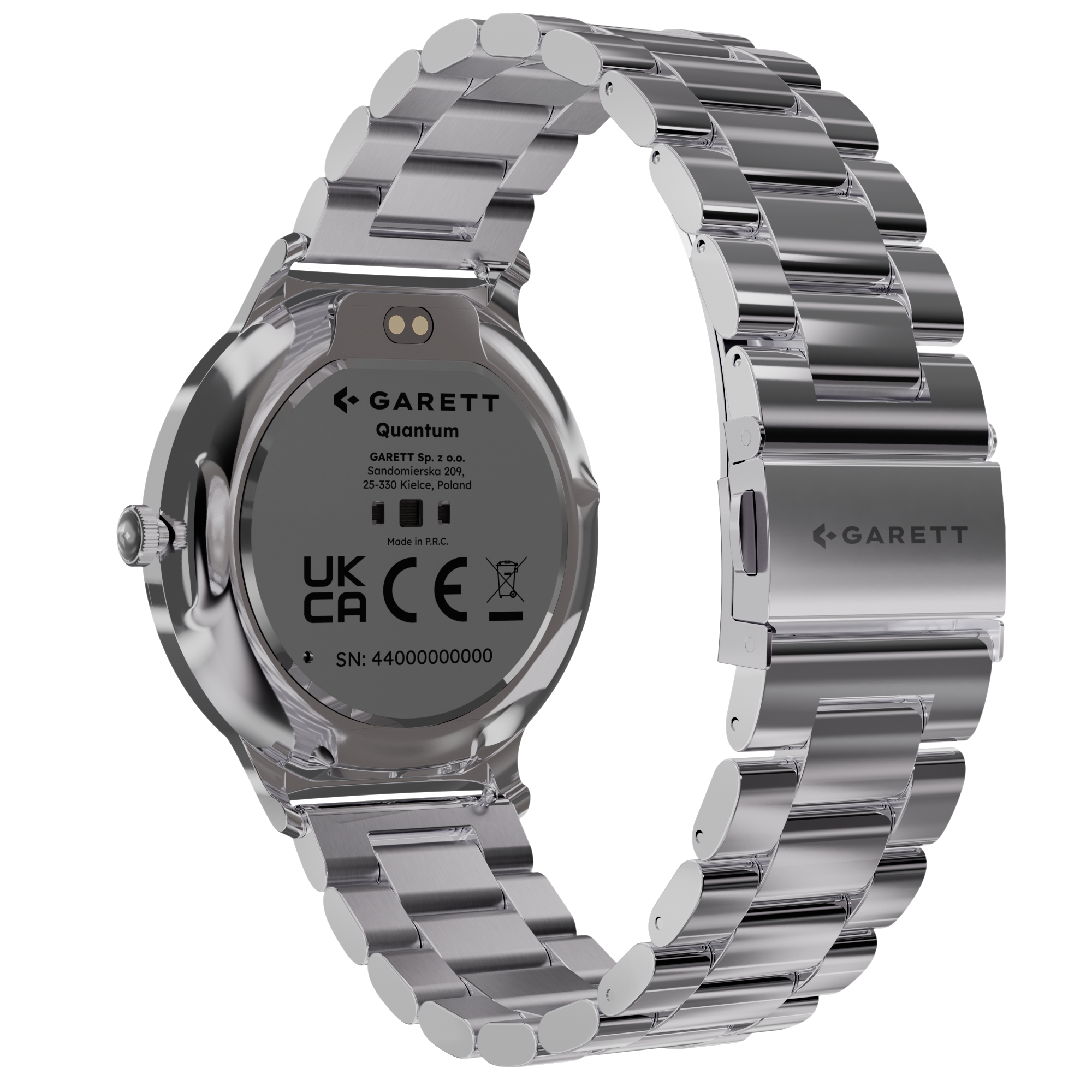 Garett Quantum smartwatch acciaio argento AMOLED