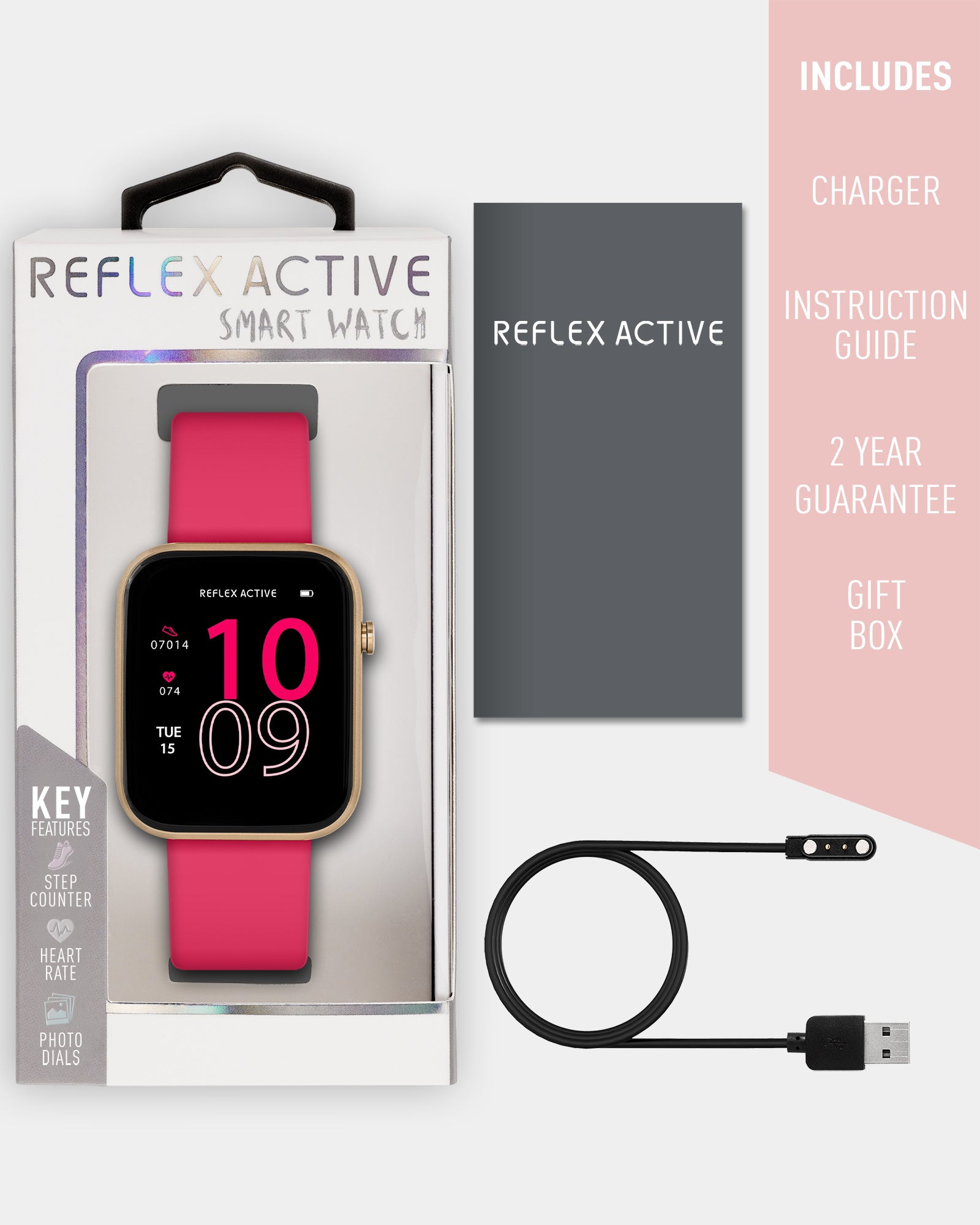 Reflex Active Corrus S smartwatch hot pink IP68