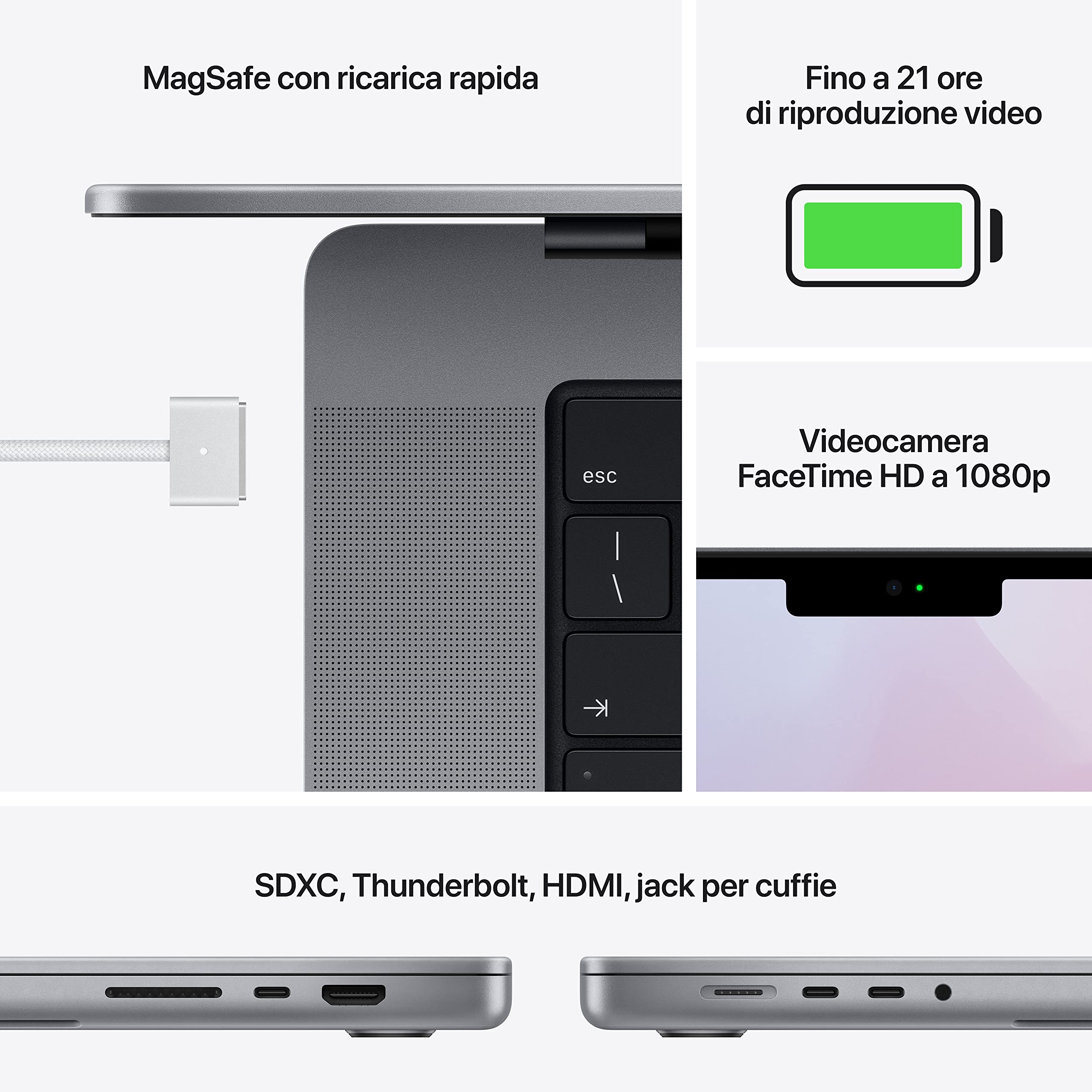 Apple MacBook Pro 16 M1 Max notebook 32GB 1TB grigio siderale