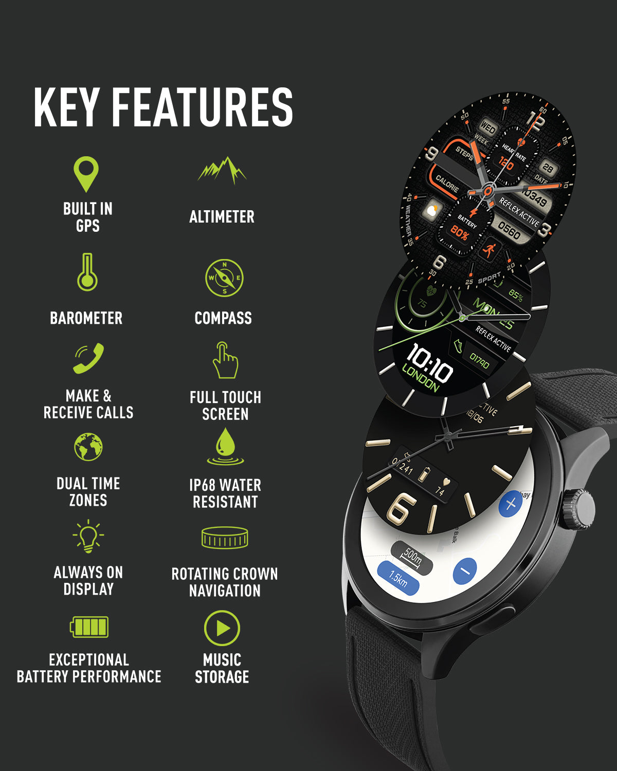 Reflex Active Venture R 400 Pro smartwatch GPS AMOLED silicone