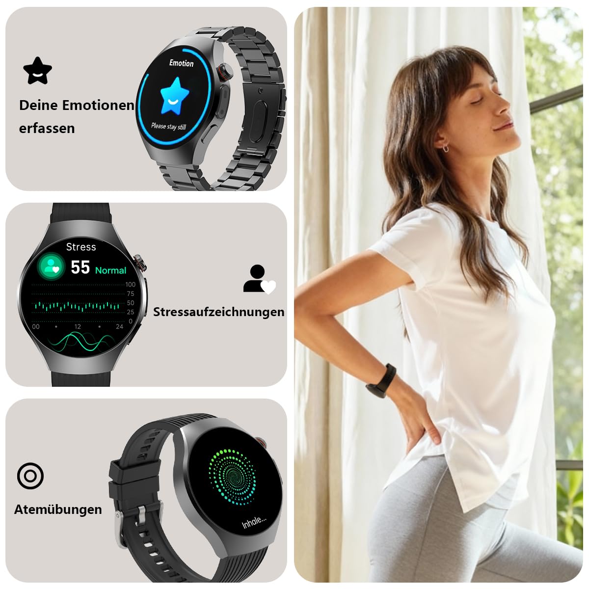 Fitvii ECG AMOLED 1,43 smartwatch fitness chiamate Bluetooth