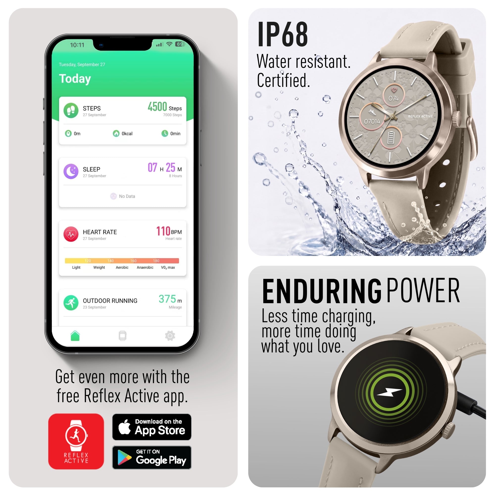 Reflex Active Spectra smartwatch tortora schermo AMOLED