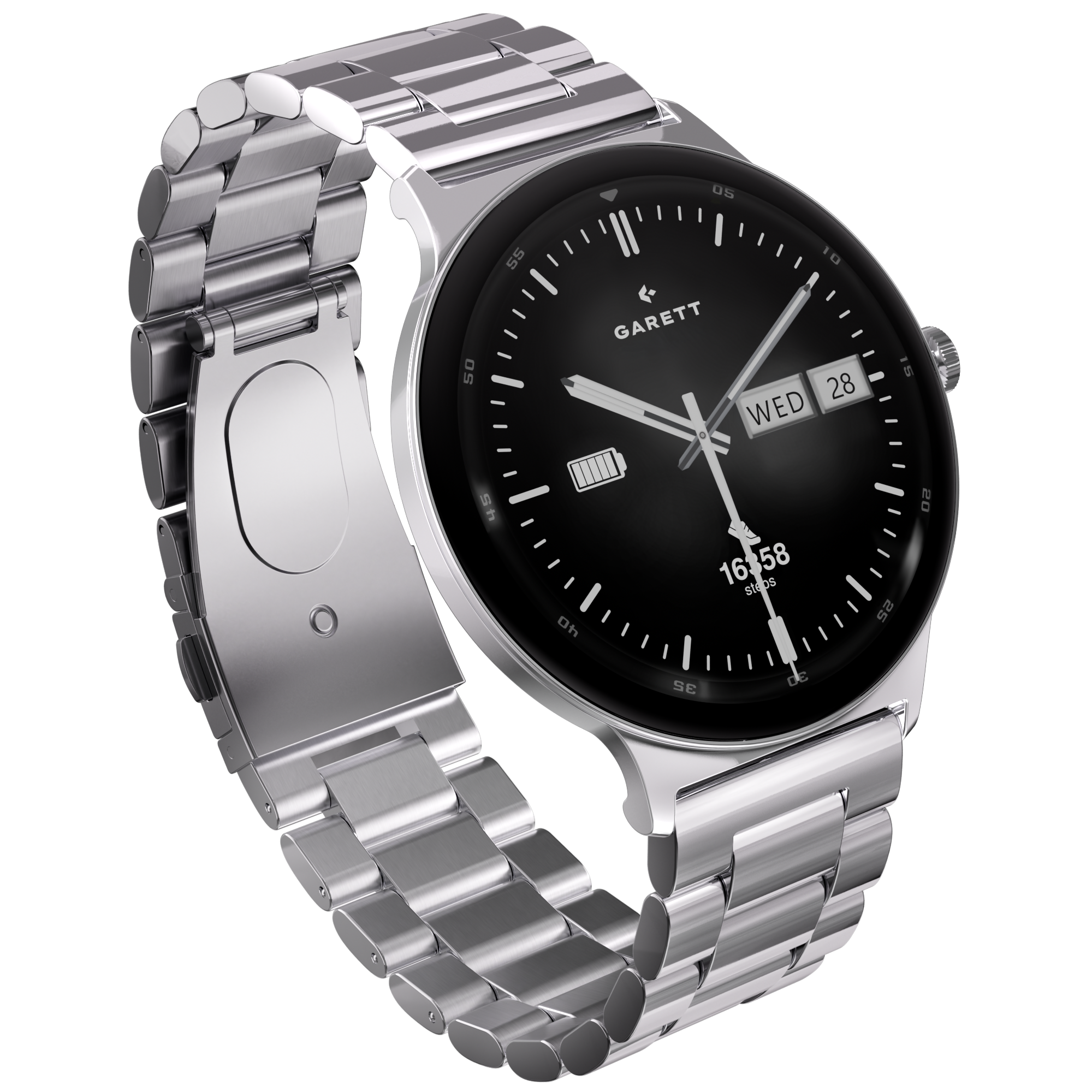 Garett Quantum smartwatch acciaio argento AMOLED