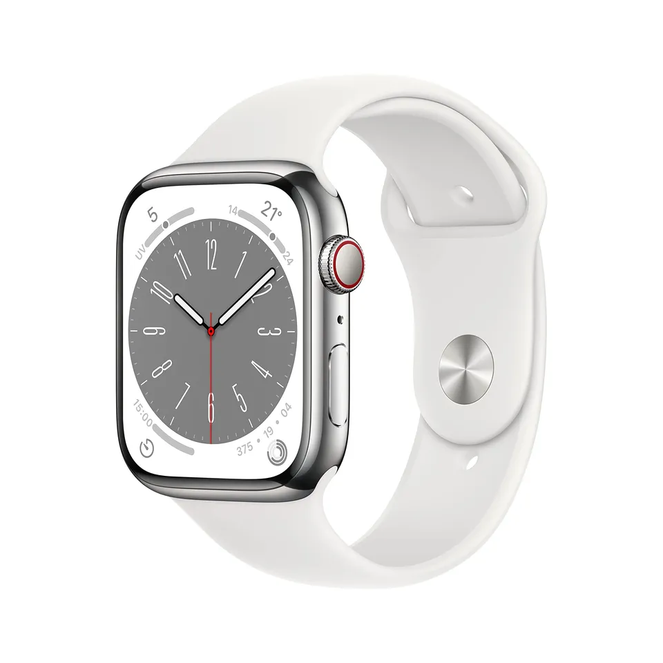 Apple Watch Series 8 45mm GPS Cellular smartwatch argento sport bianco