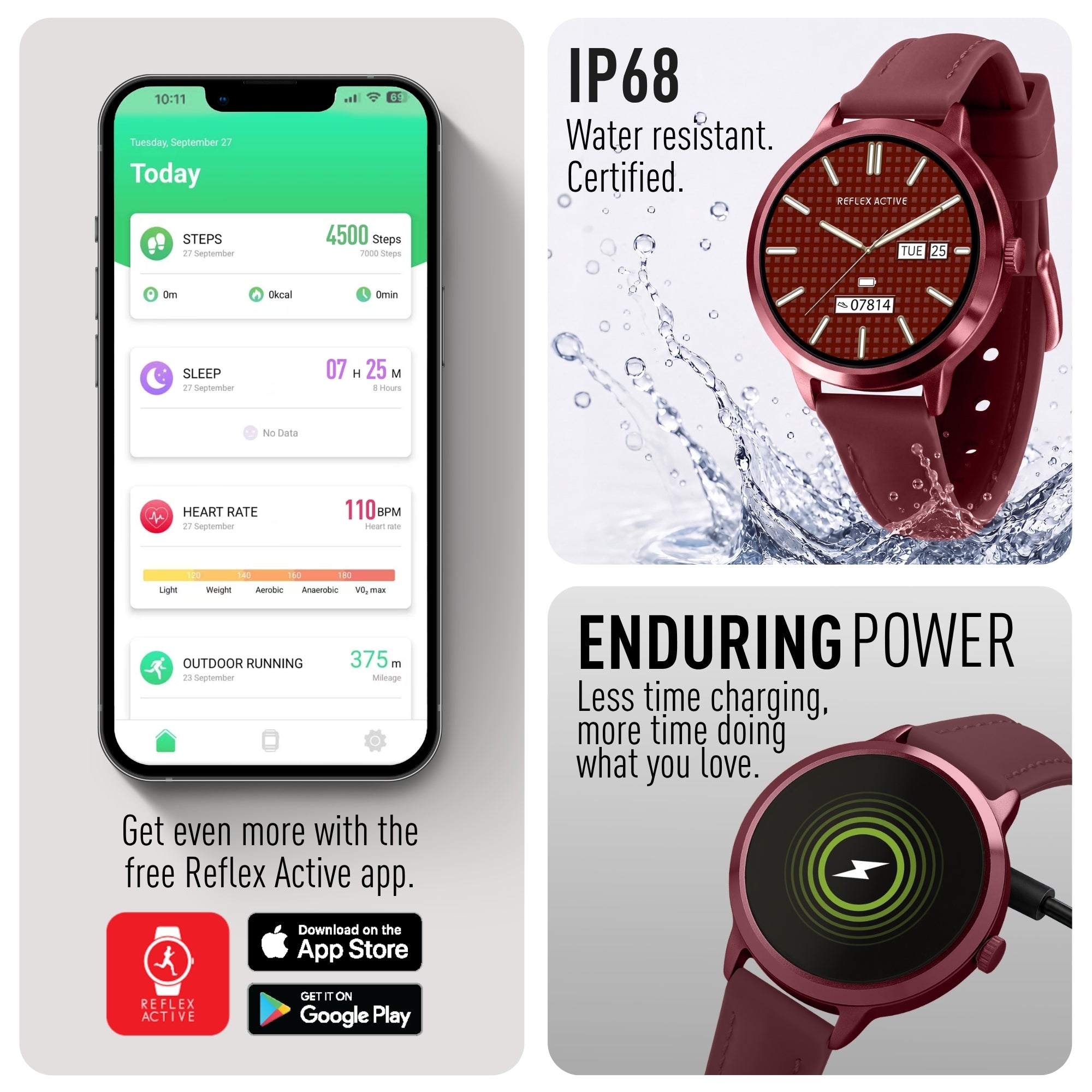 Reflex Active Spectra smartwatch dark berry amoled