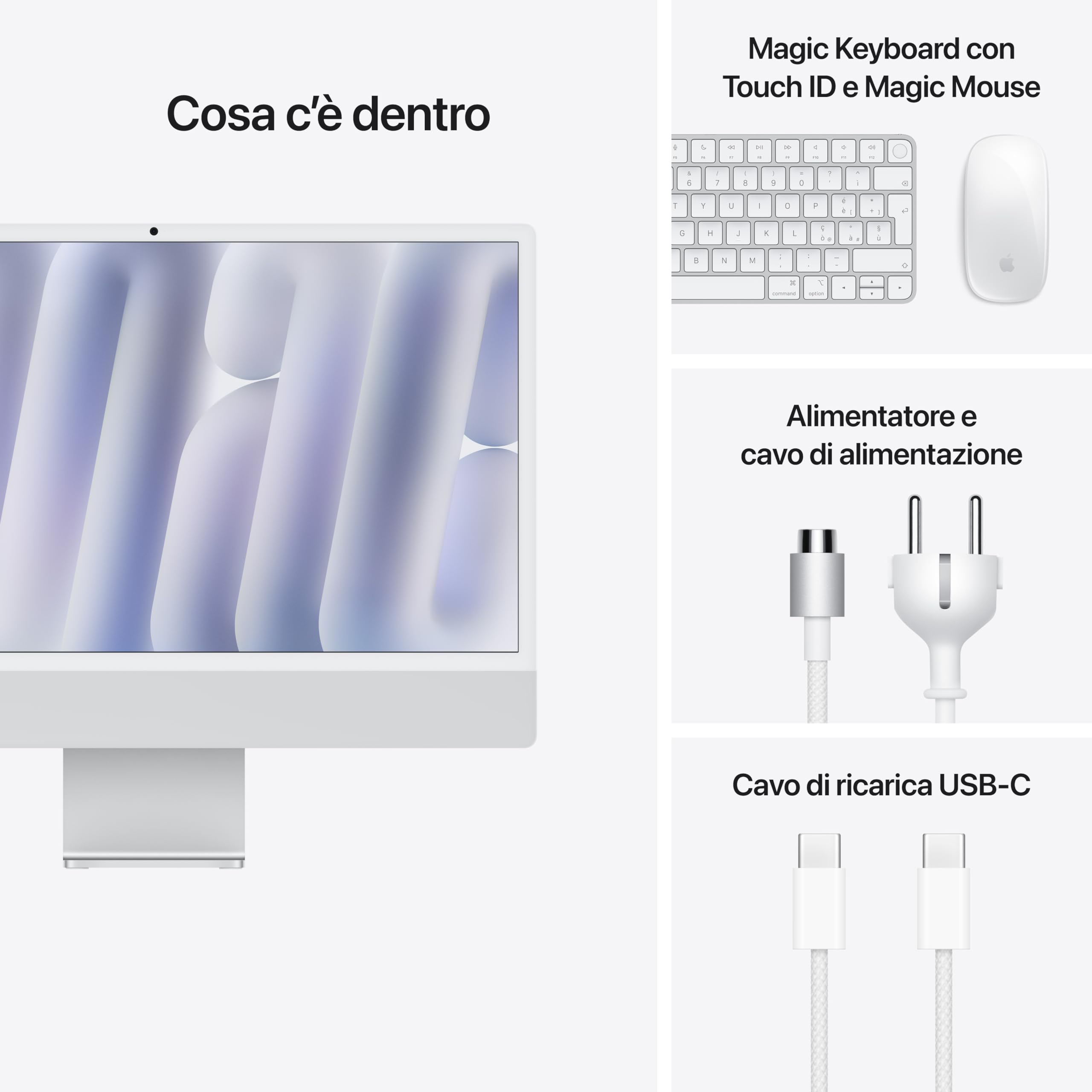 Apple iMac M4 24" Computer All-in-One Argento 16GB 256GB