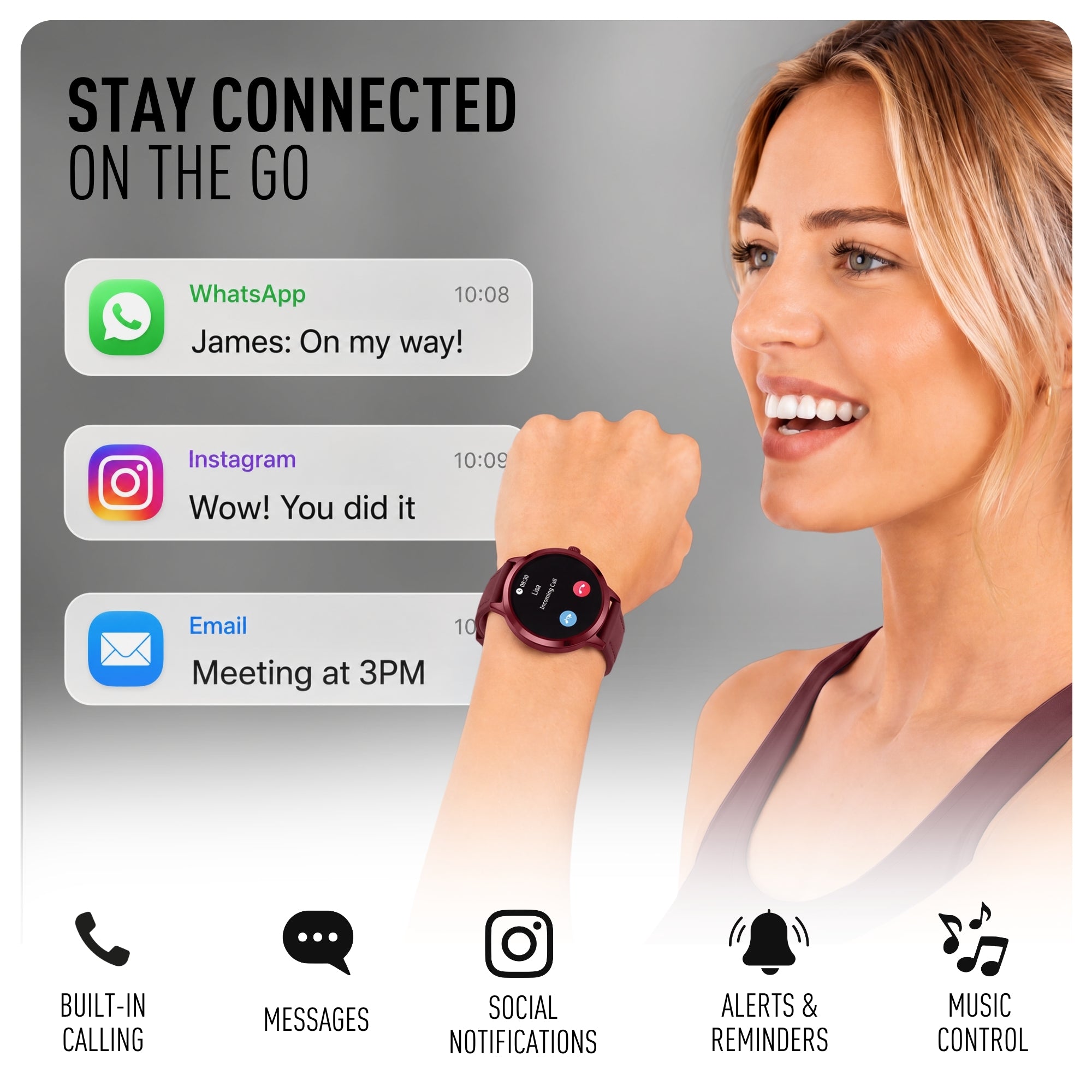 Reflex Active Spectra smartwatch dark berry amoled
