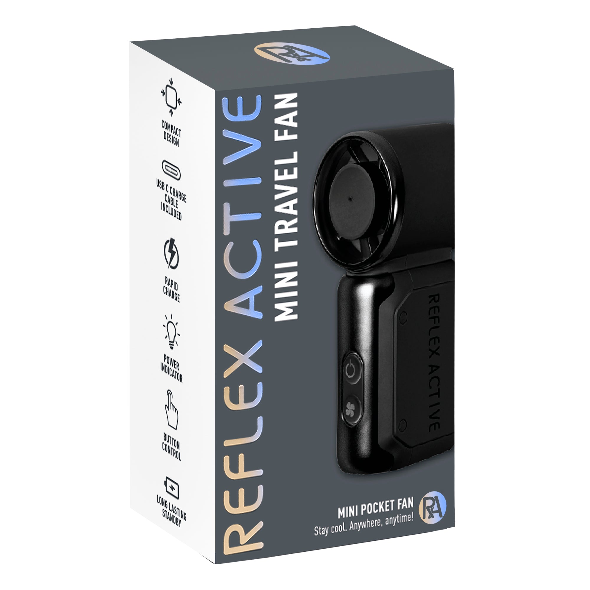 Reflex Active mini ventilatore portatile nero USB-C 8 ore