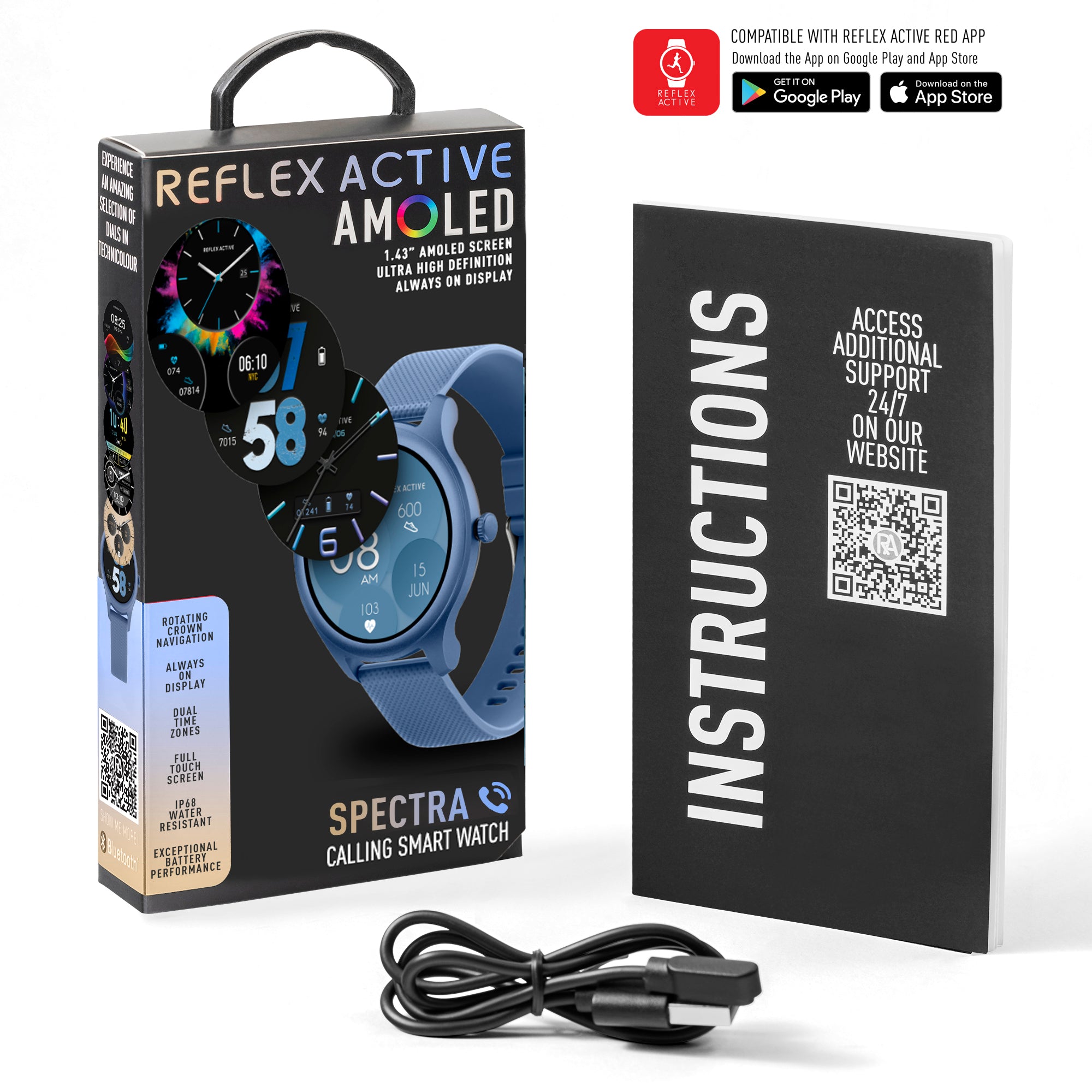 Reflex Active Spectra 300 R smartwatch AMOLED chiamate cinturino blu