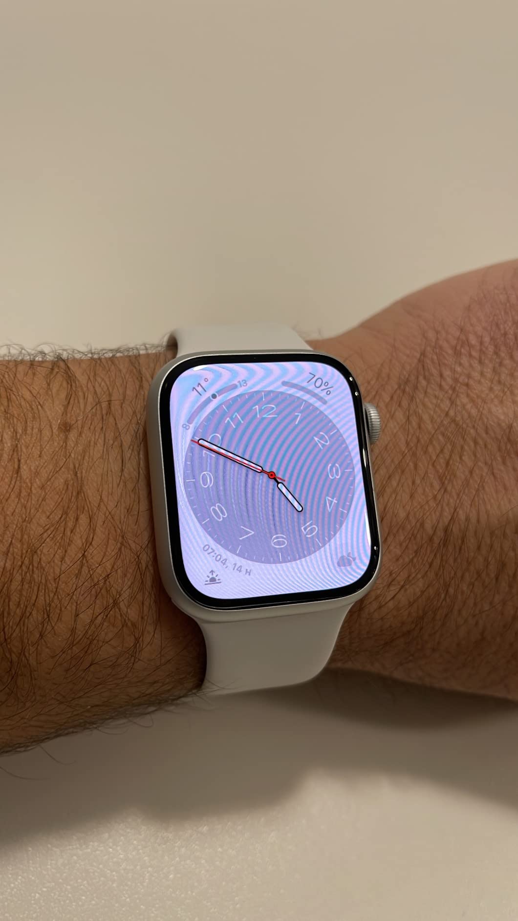 Apple Watch Series 8 GPS 45mm smartwatch argento cinturino bianco ossigeno