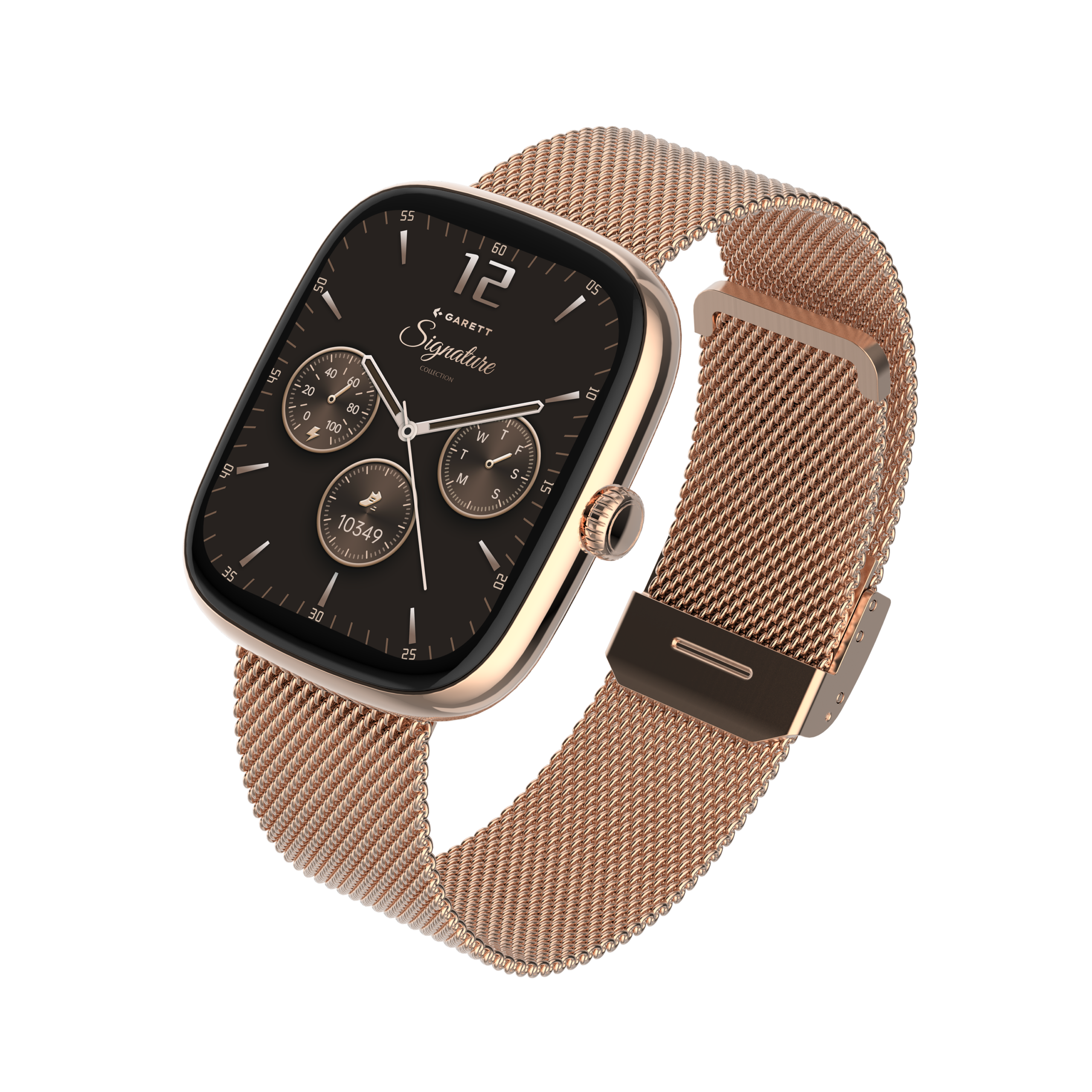 Garett Flow smartwatch oro rosa mesh AMOLED