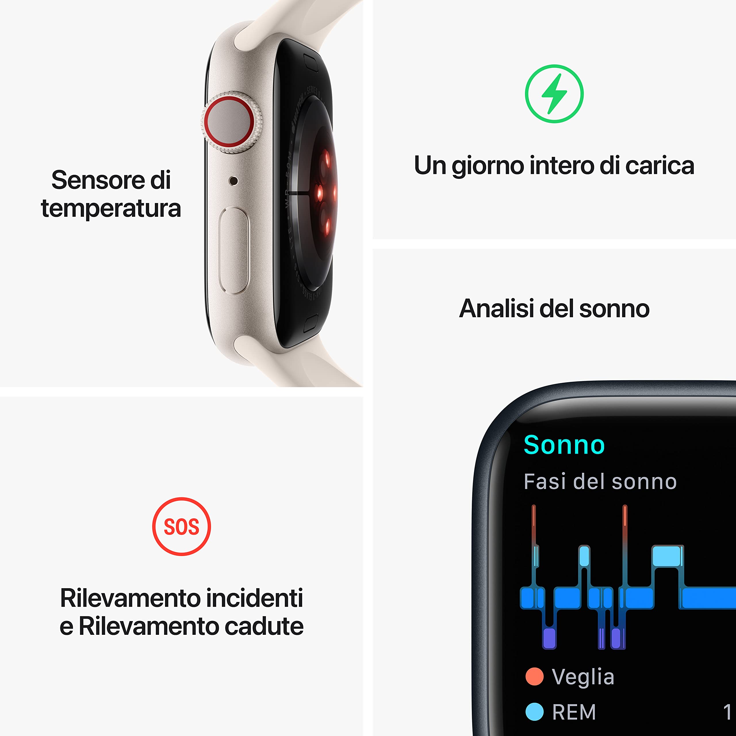 Apple Watch Series 8 45mm smartwatch GPS Cellular argento O2