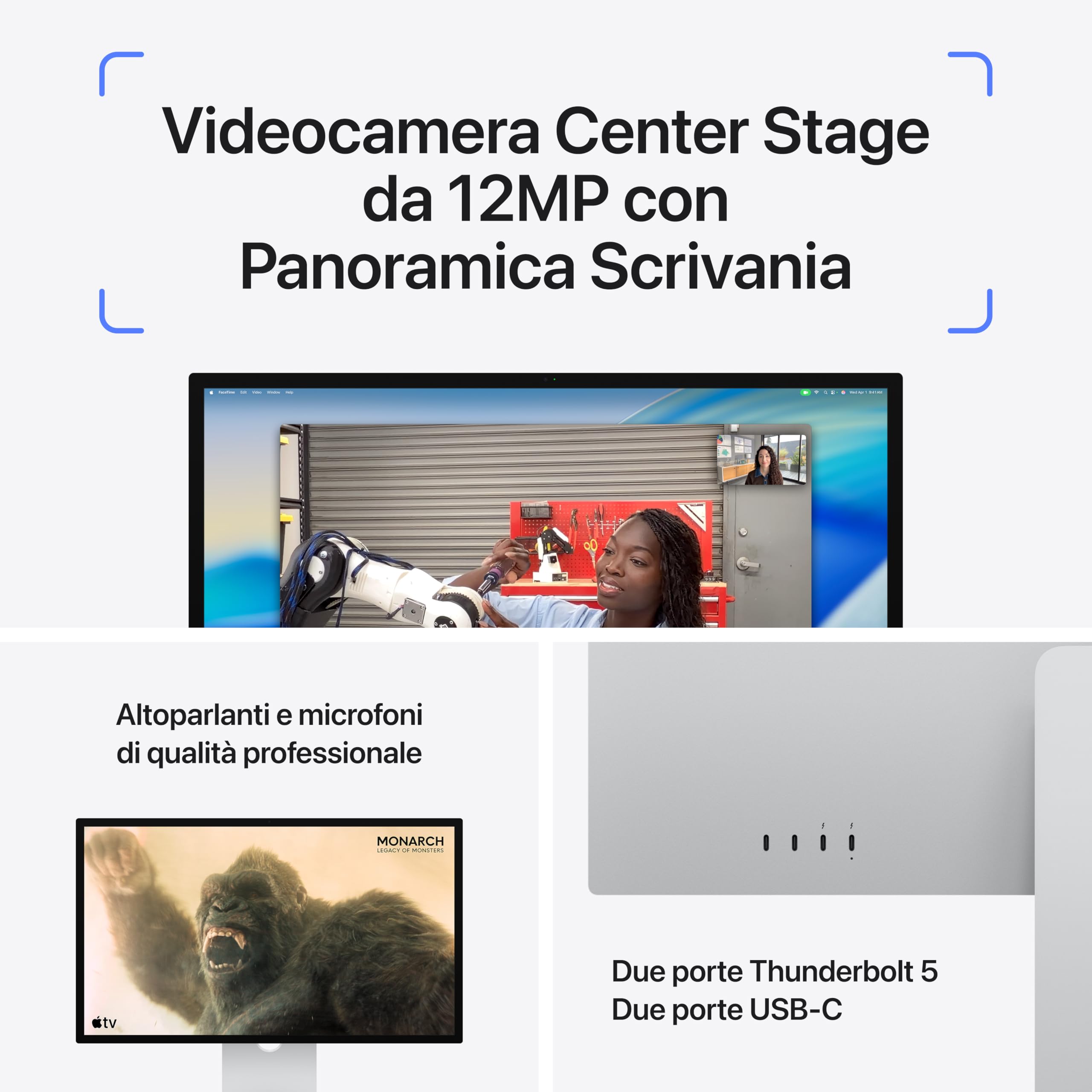 Apple Studio Display monitor 5K vetro nanotexture inclinabile
