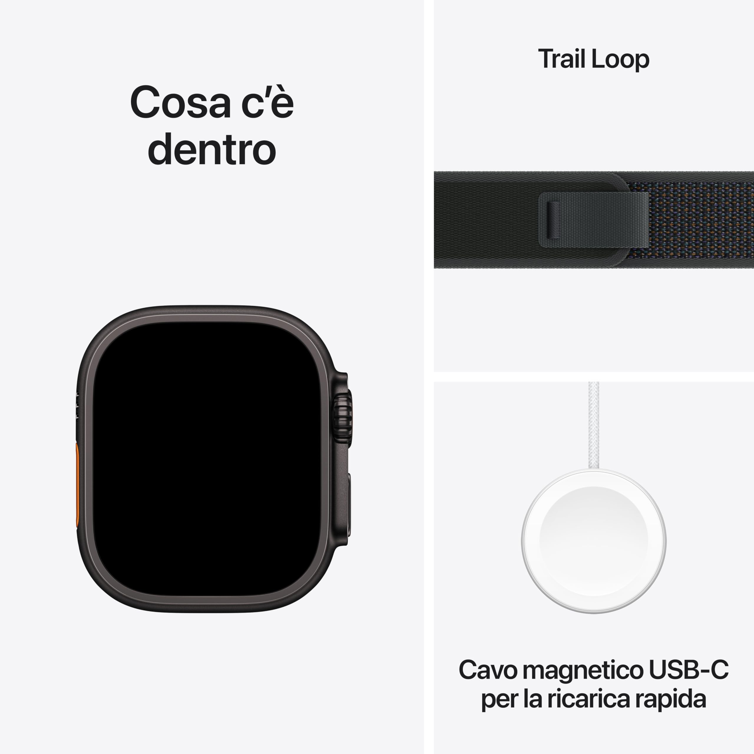 Apple Watch Ultra 2 49 mm smartwatch titanio nero Trail Loop S/M